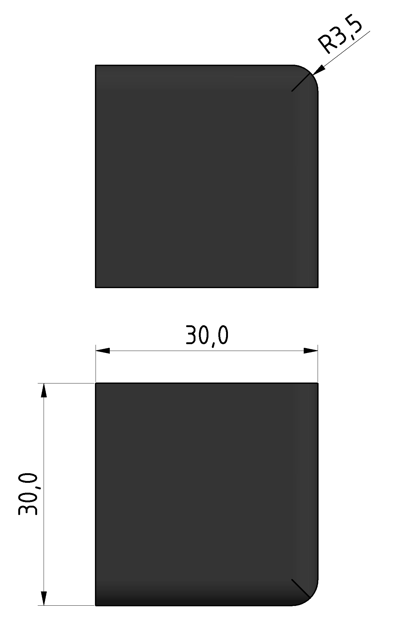 Verbinder-Abdeckkappe 6 30x30x30, schwarz