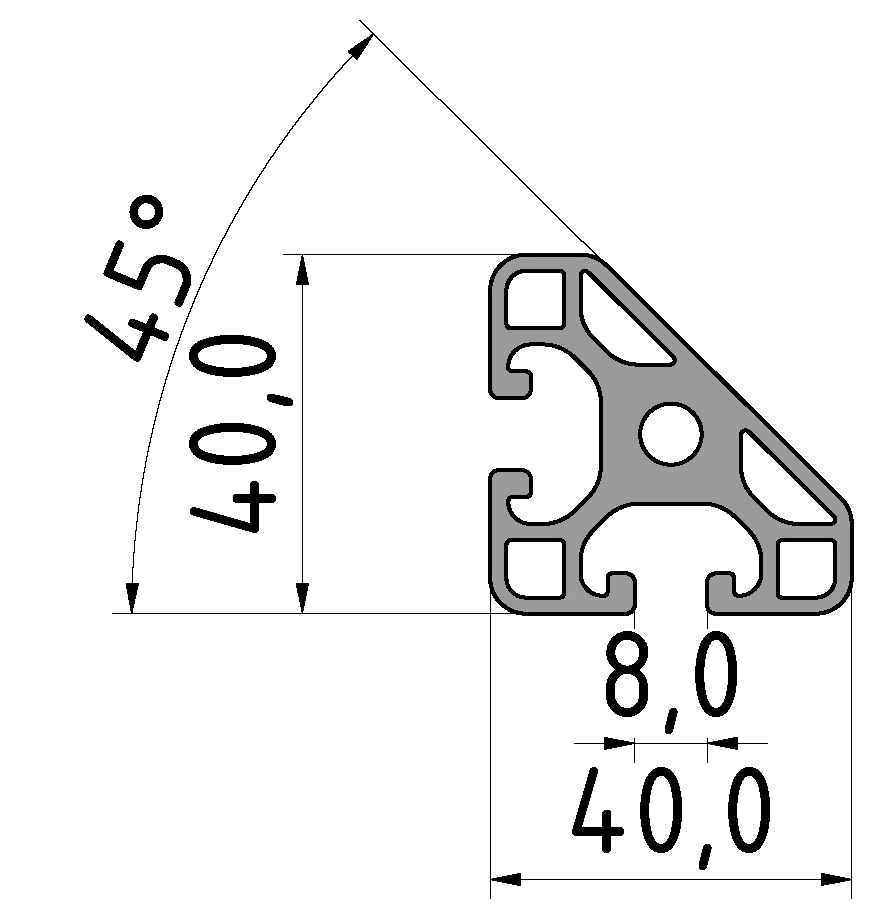 Profil 8 40x40-45° leicht, schwarz