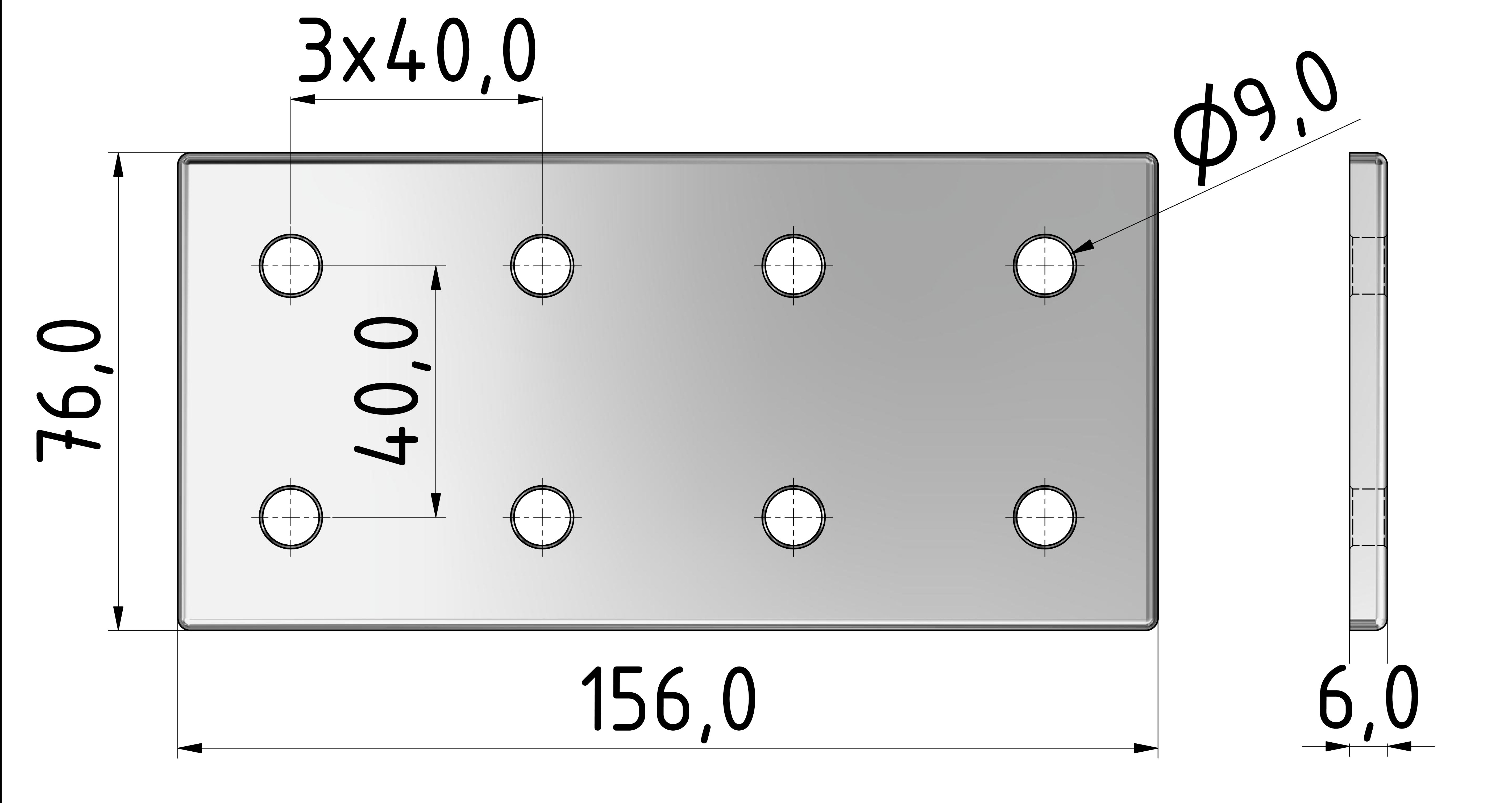 Verbinderplatte 80x160, eloxiert-10