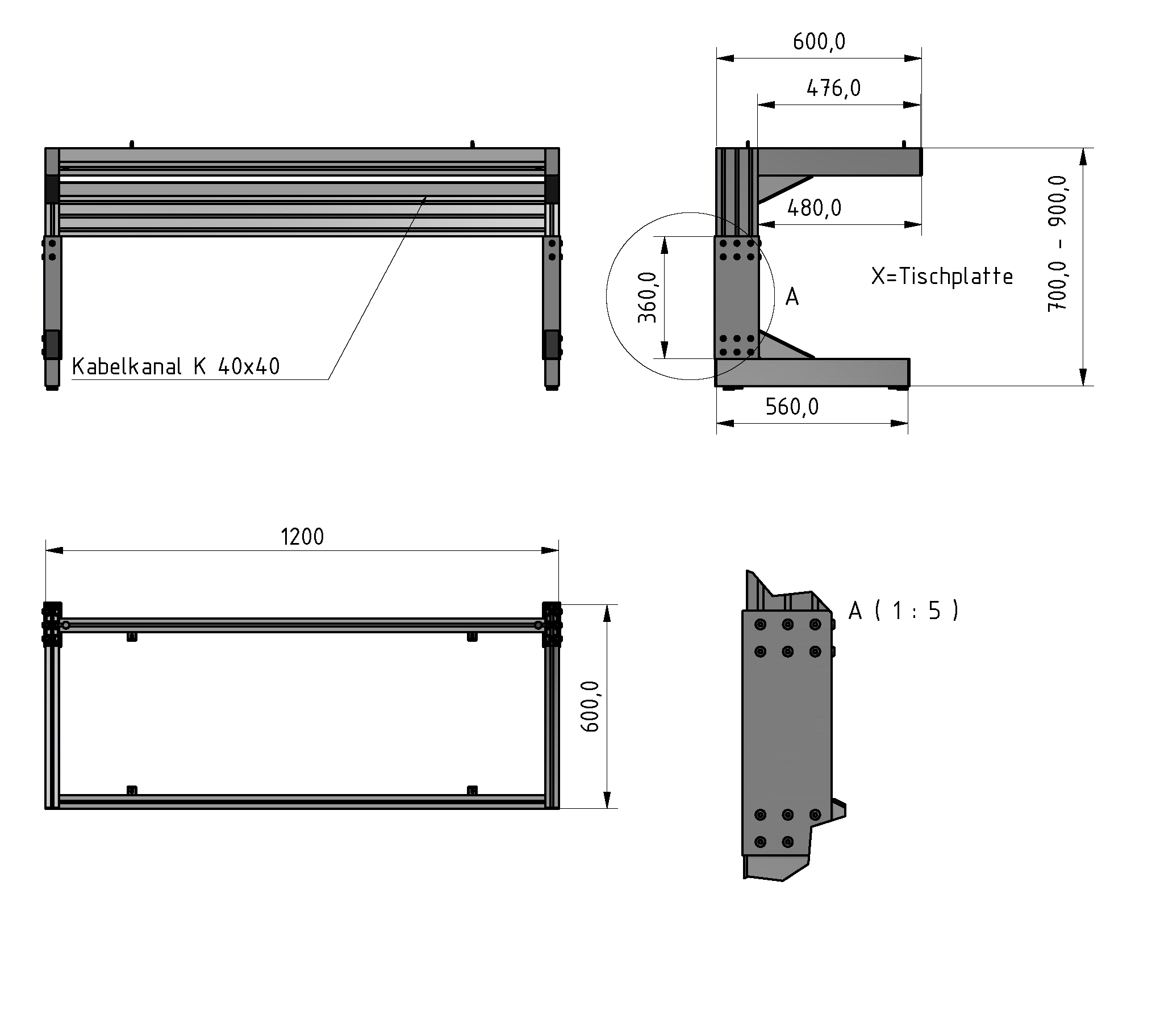 C Line  table frame