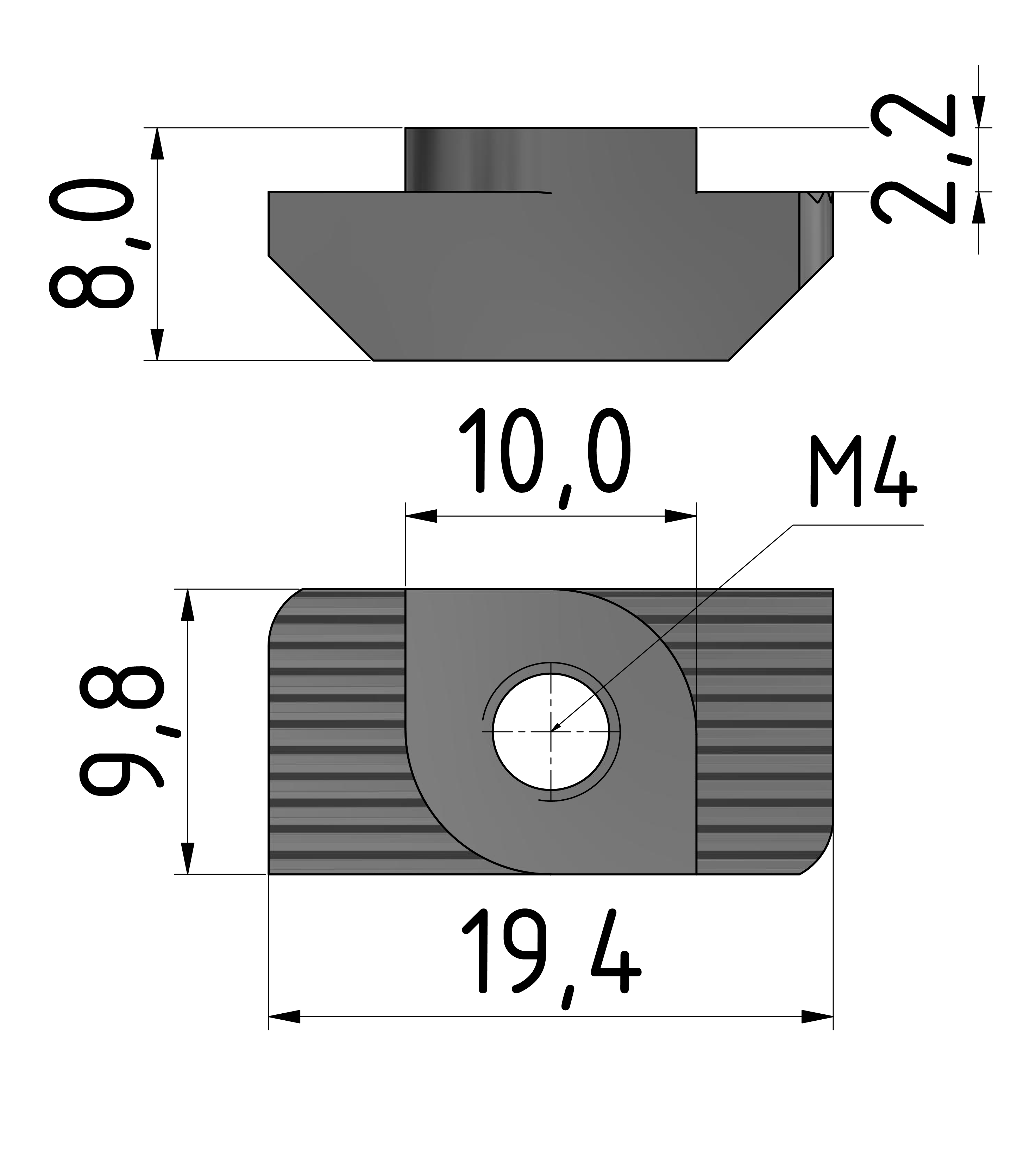 Hammermutter M4, verzinkt mit Bremsmoment-10