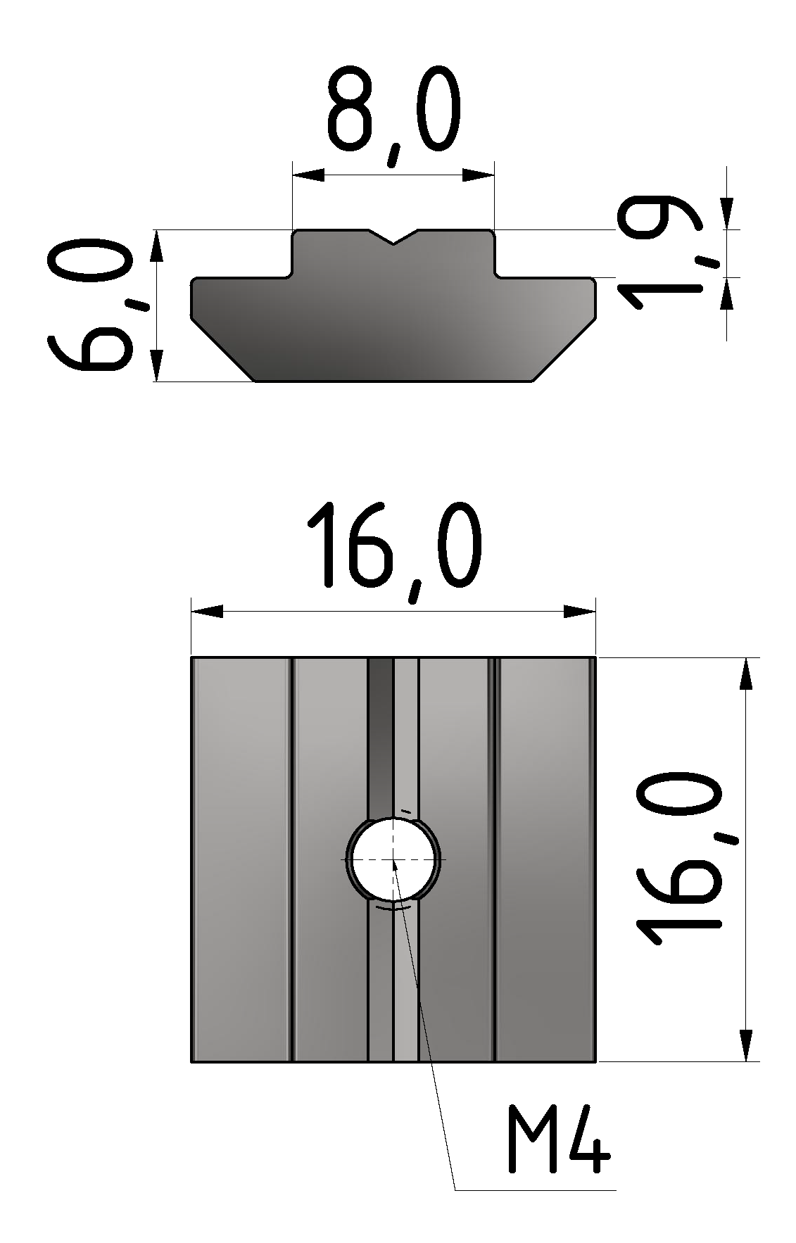 Nutenstein B M4 schwer, verzinkt-8