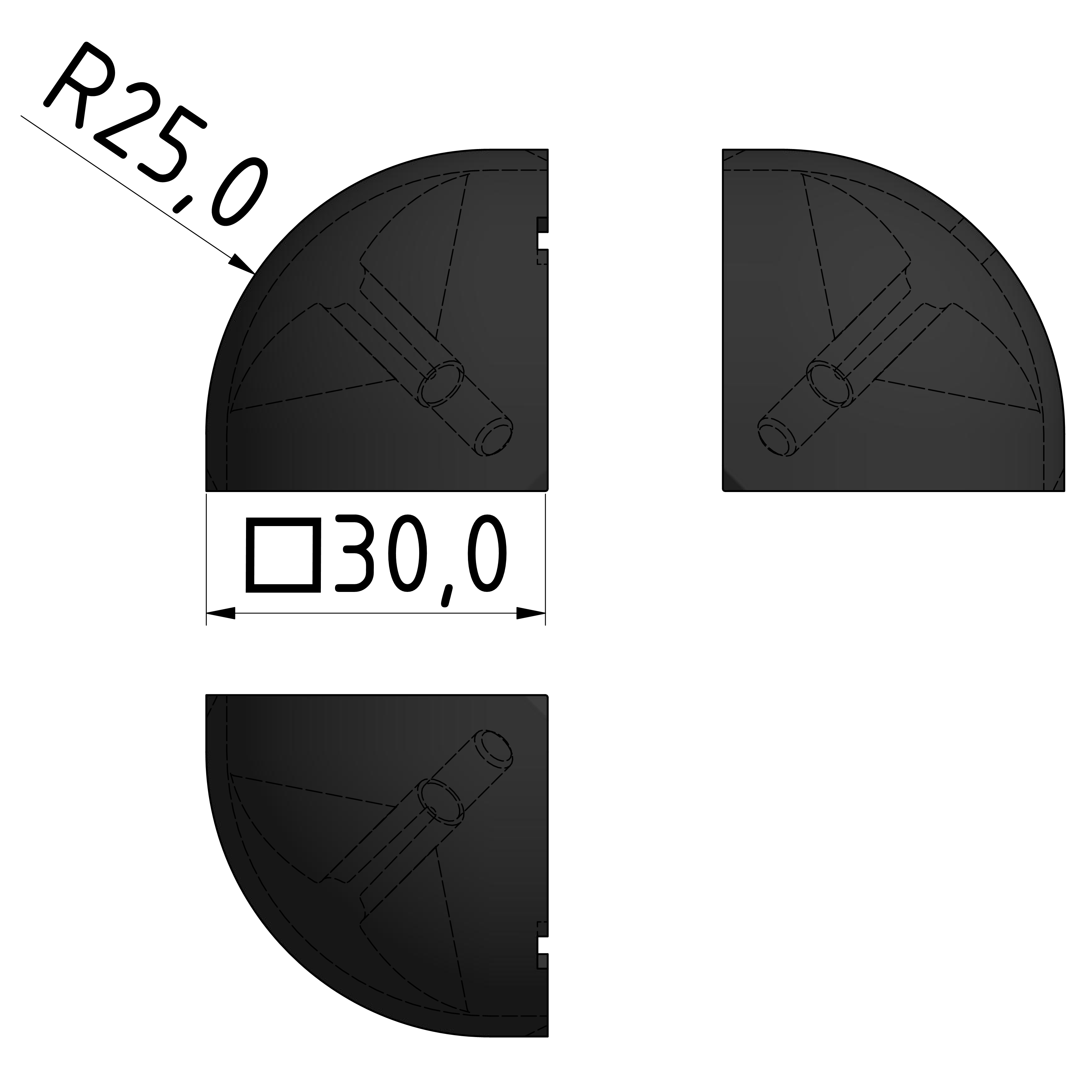 Eckwinkelabdeckkappe 30 R, schwarz-8