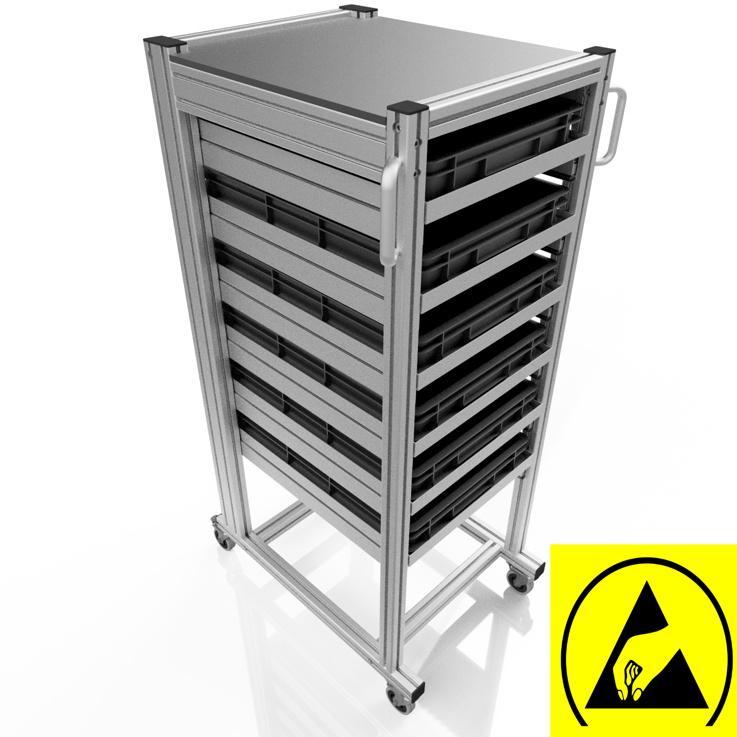 ESD Systemwagen für Eurobehälter 60x40 H 134 cm