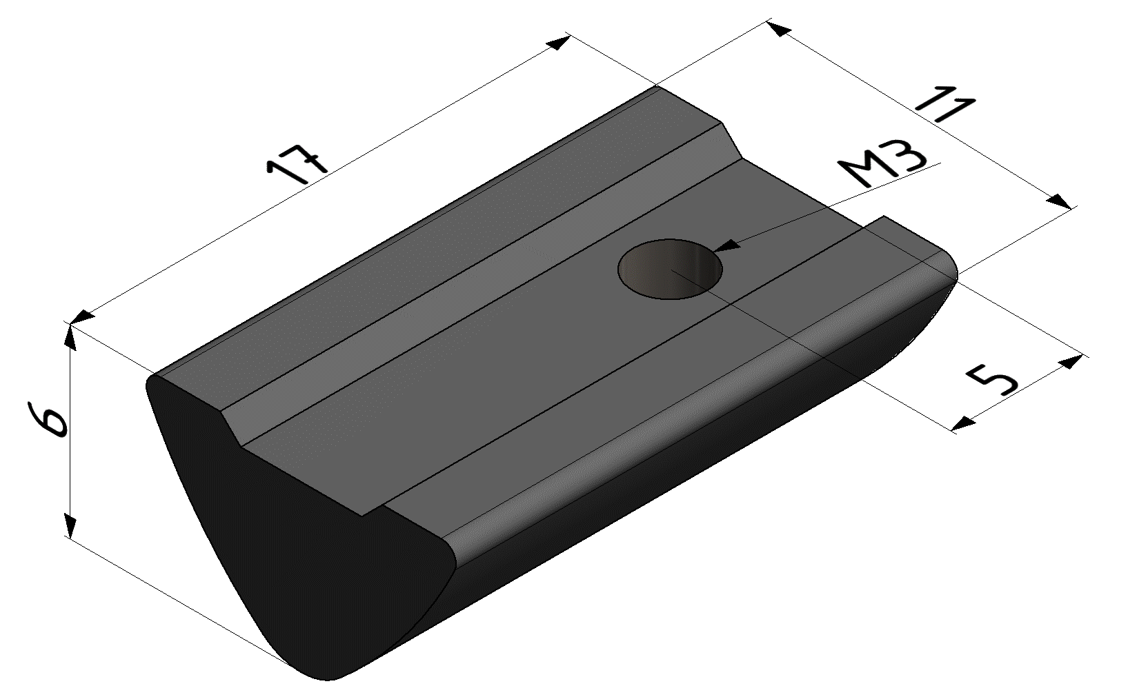 T-Slot Nut 6 St M3, bright zinc-plated