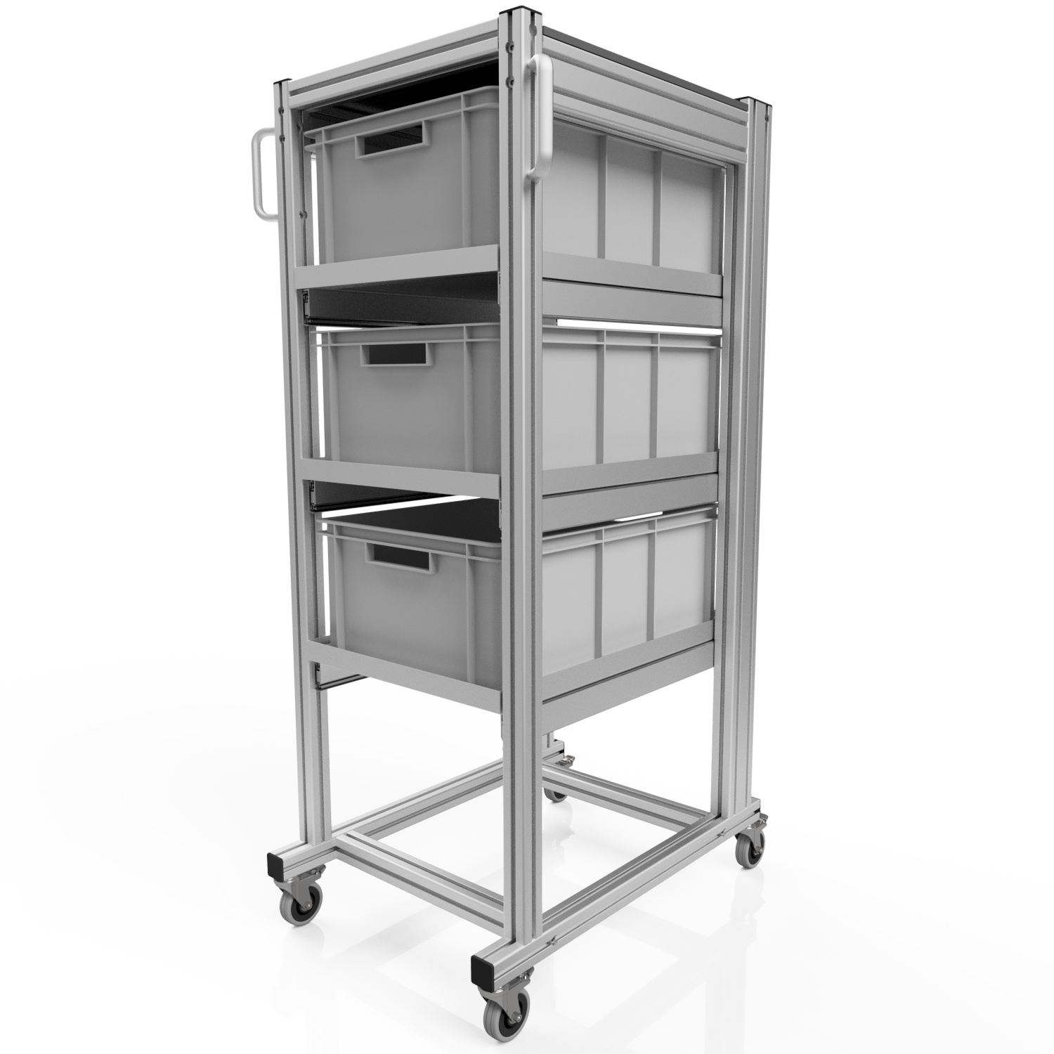 Systemwagen mit Eurobehälter 60x40 H 134 cm