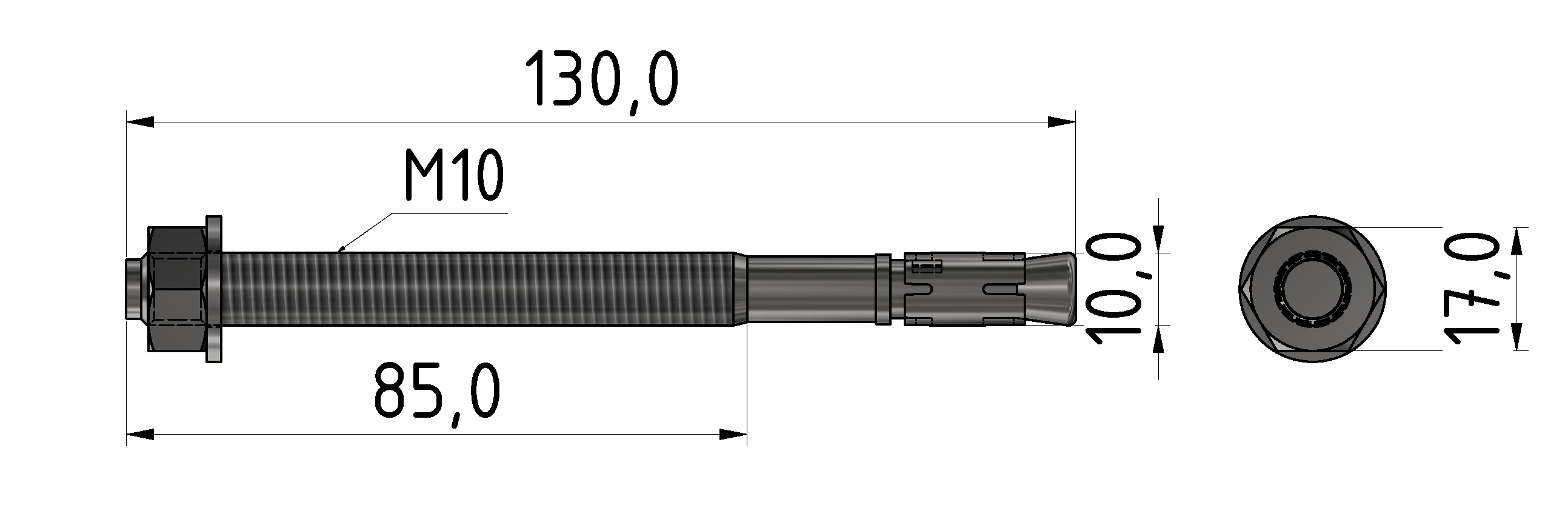 Bodenbefestigungssatz M10x130 verzinkt
