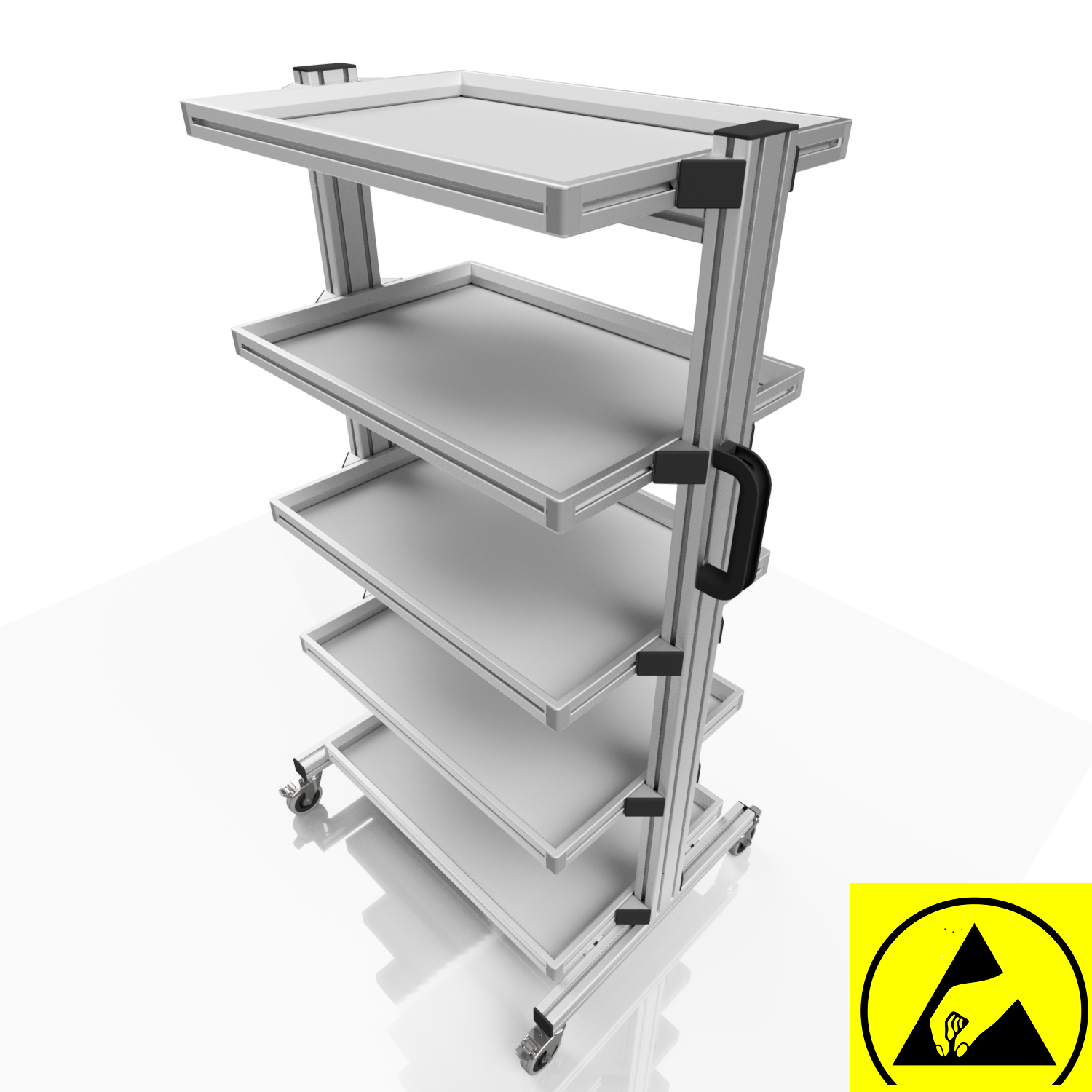 ESD system trolley for Euro containers 60 x 40 H 134 cm without pull-out  ESD system trolley for Euro containers 60 x 40 H 134 cm without pull-out