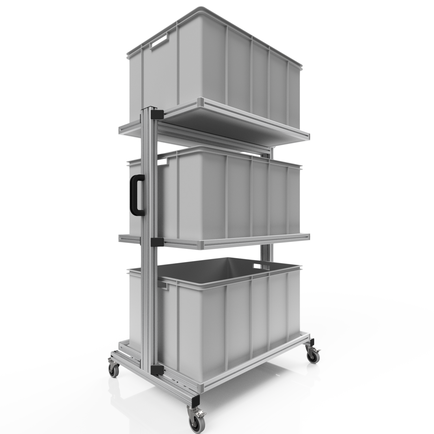System trolley for Euro containers 80 x 60 H 134 cm without pull-out