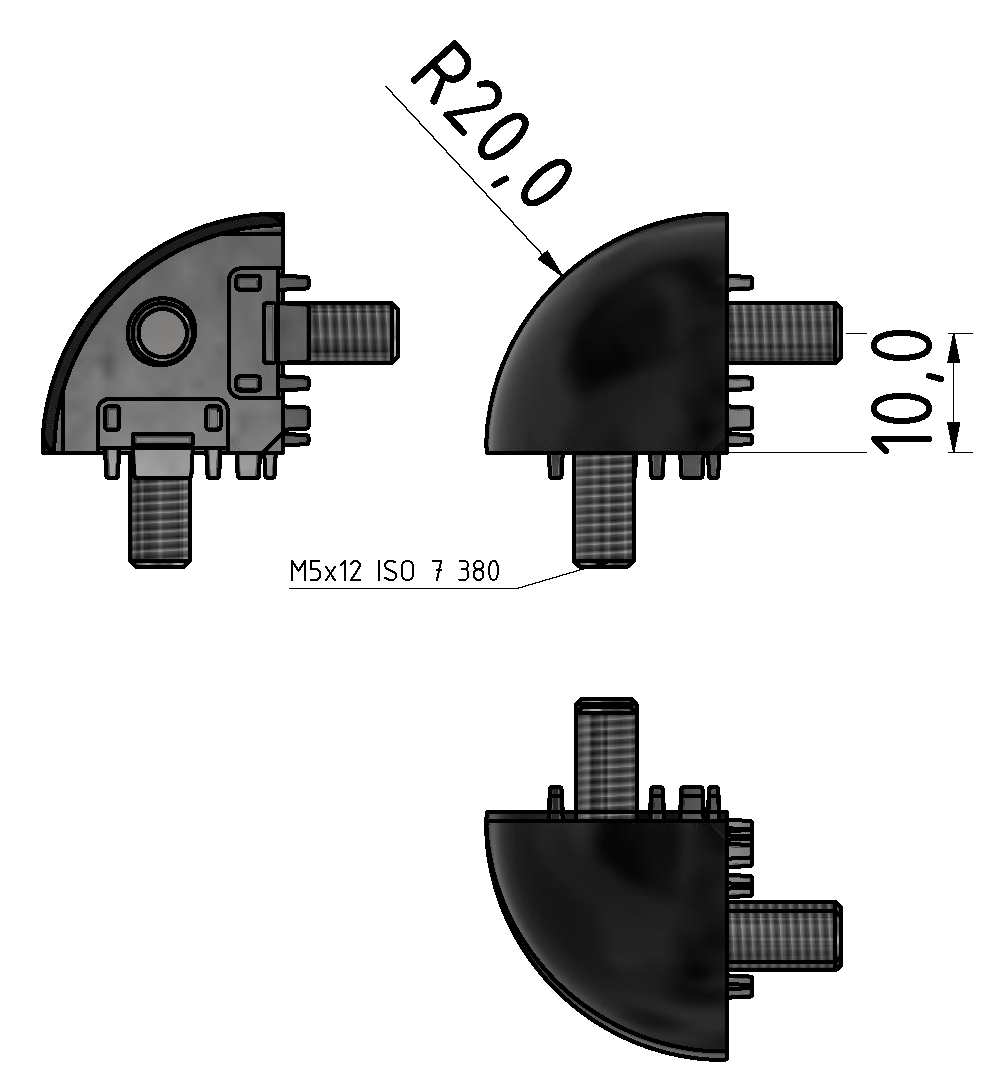 Verbindungssatz 5 R20-90°, schwarz