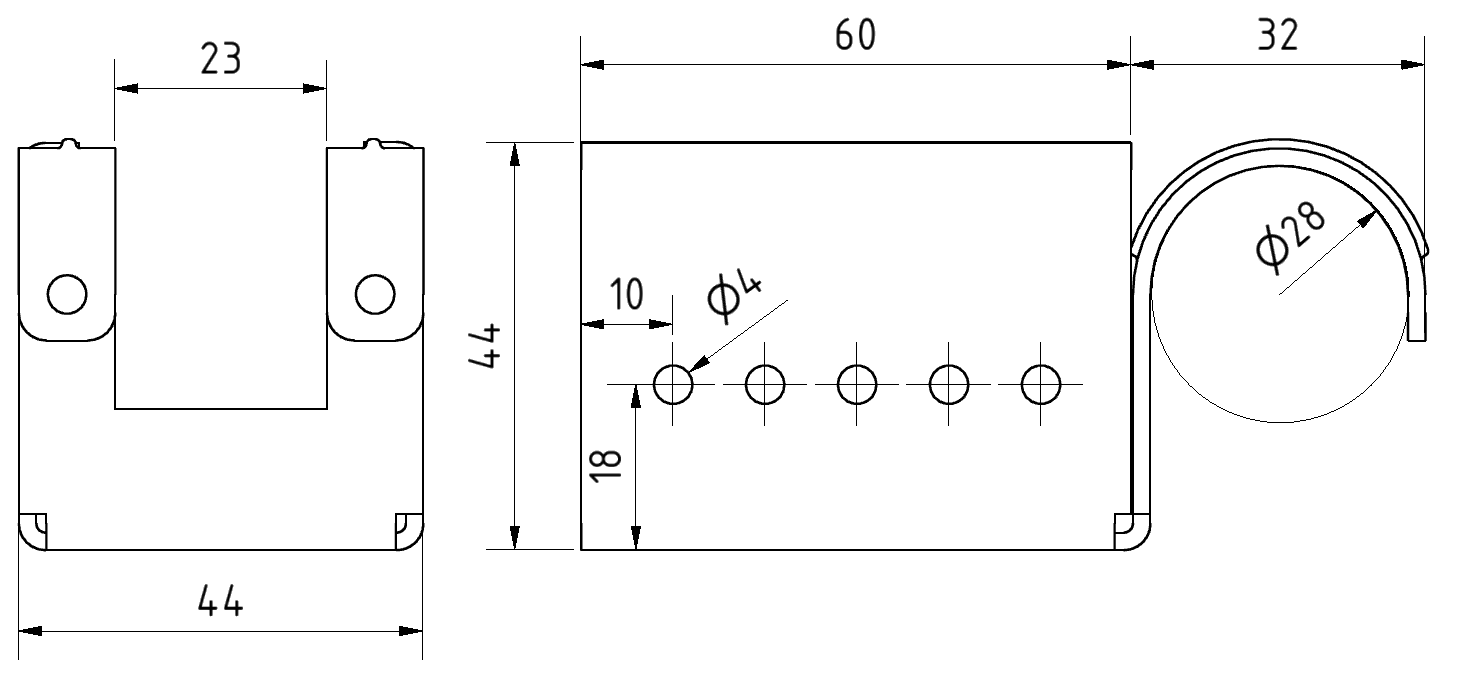 Holding Bracket round outside Set Alu-D28