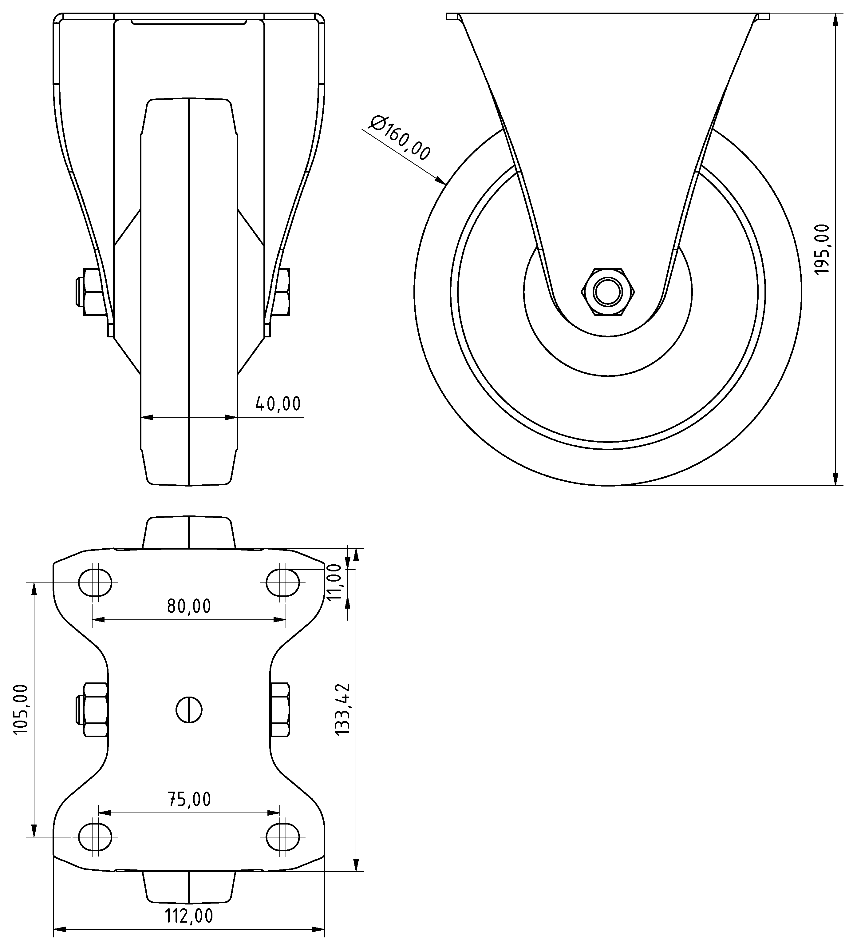 Bockrolle D160 140x110