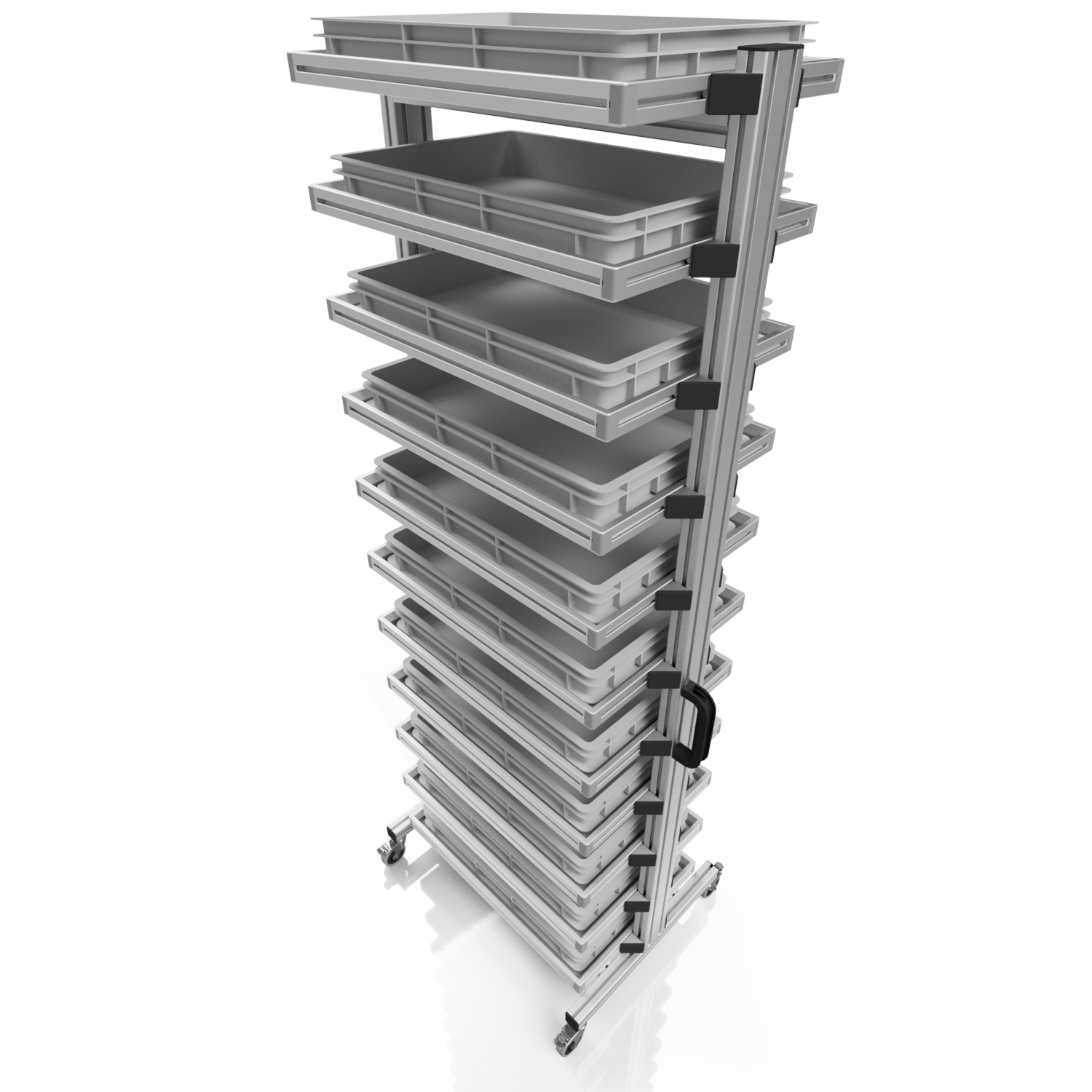 Systemwagen für Eurobehälter 60 x 40 H 200 cm ohne Auszug 