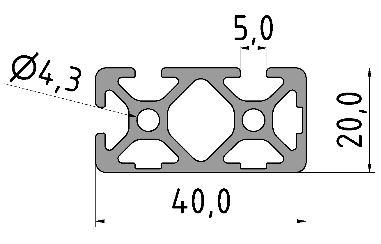 Profil 5 40x20 3N90, natur Profil 5 40x20 3N90, natur