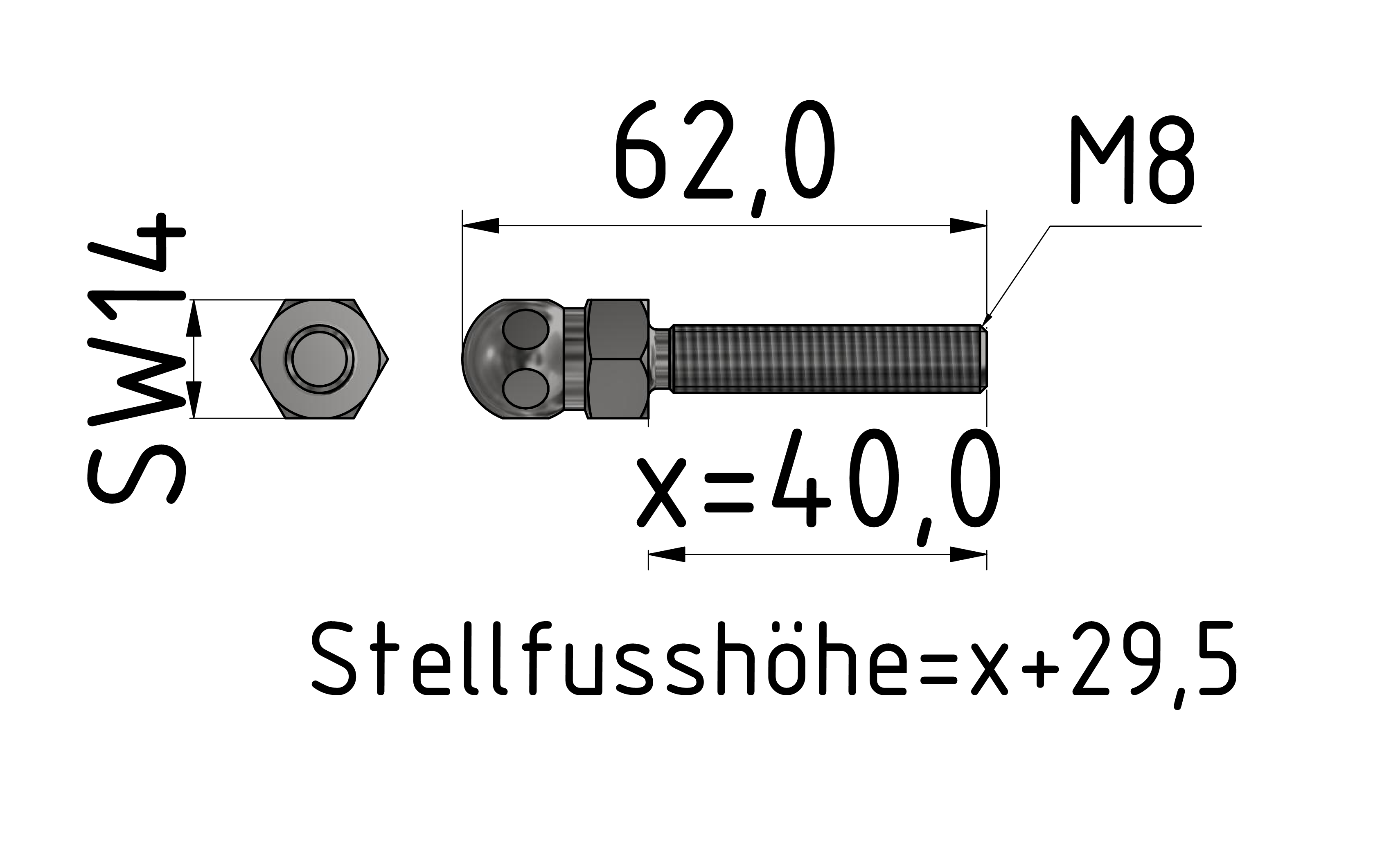 Gewindestange VA M8x40, Edelstahl