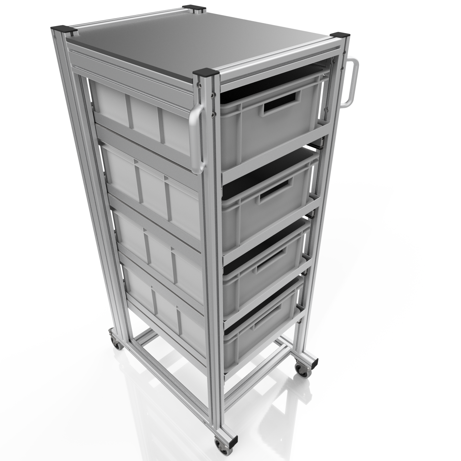 System trolley for Euro container 60x40 H 134 cm