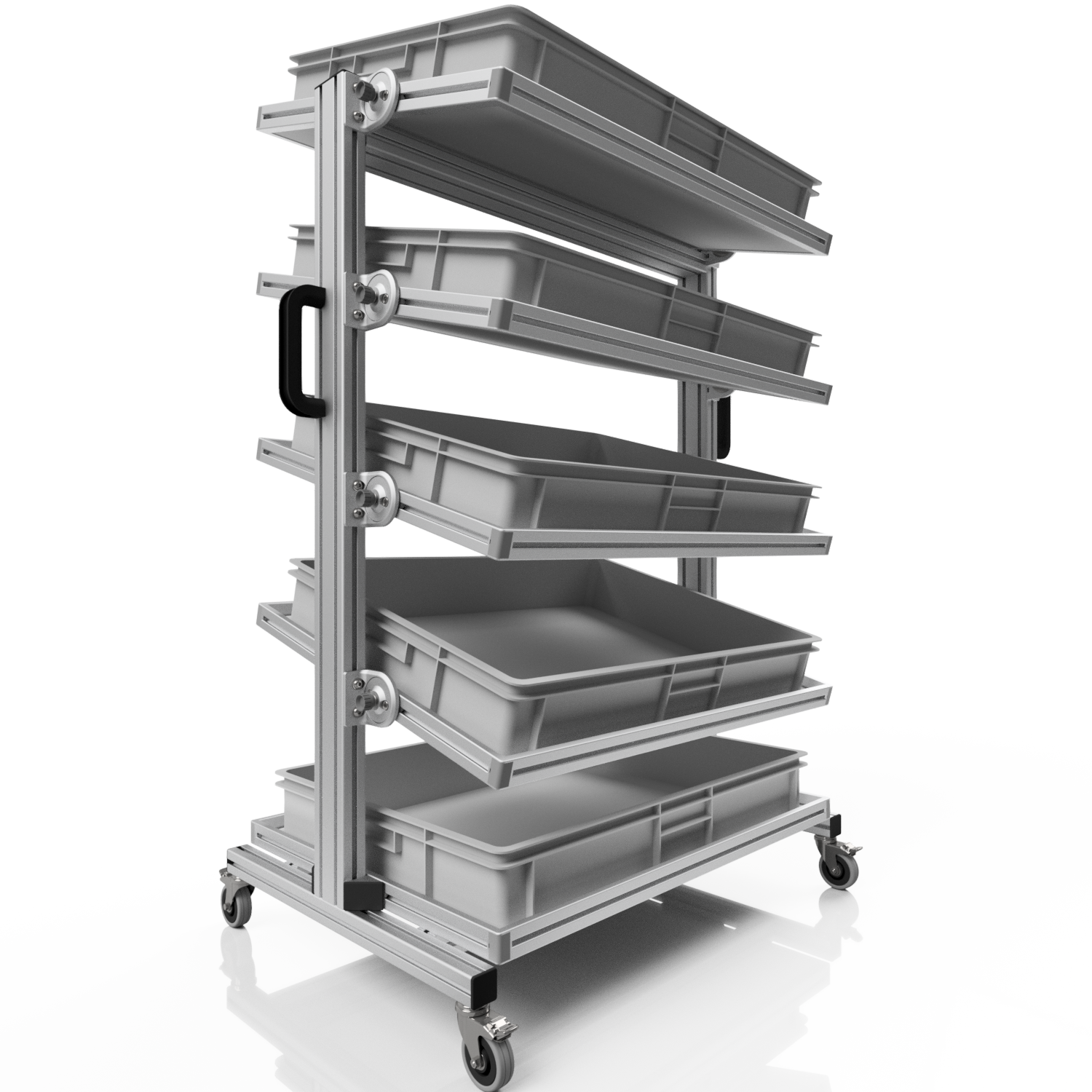 Systemwagen für Eurobehälter 80 x 60 H 134 cm neigbar