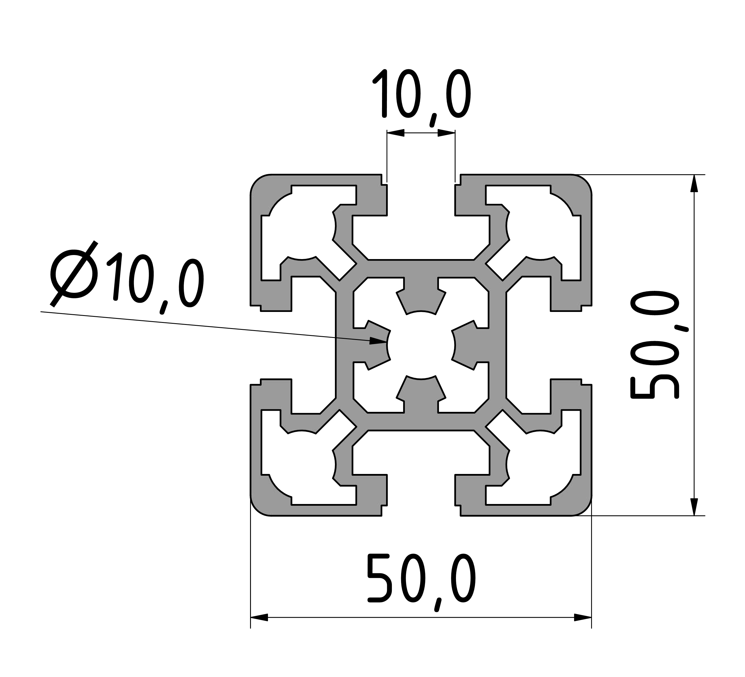 Strebenprofil 50x50L  Strebenprofil 50x50L