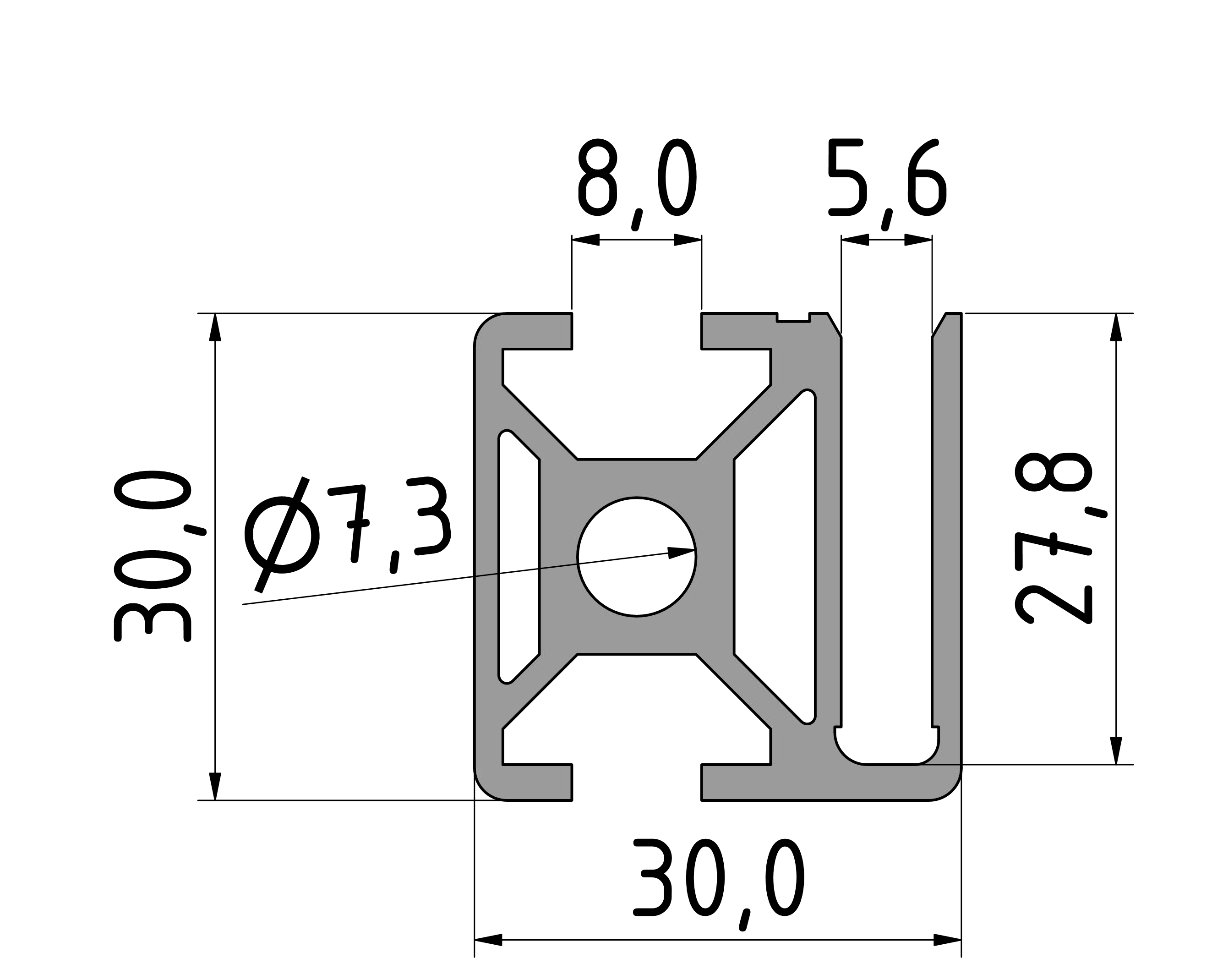 Strebenprofil 30x30 WG 30 Strebenprofil 30x30 WG 30