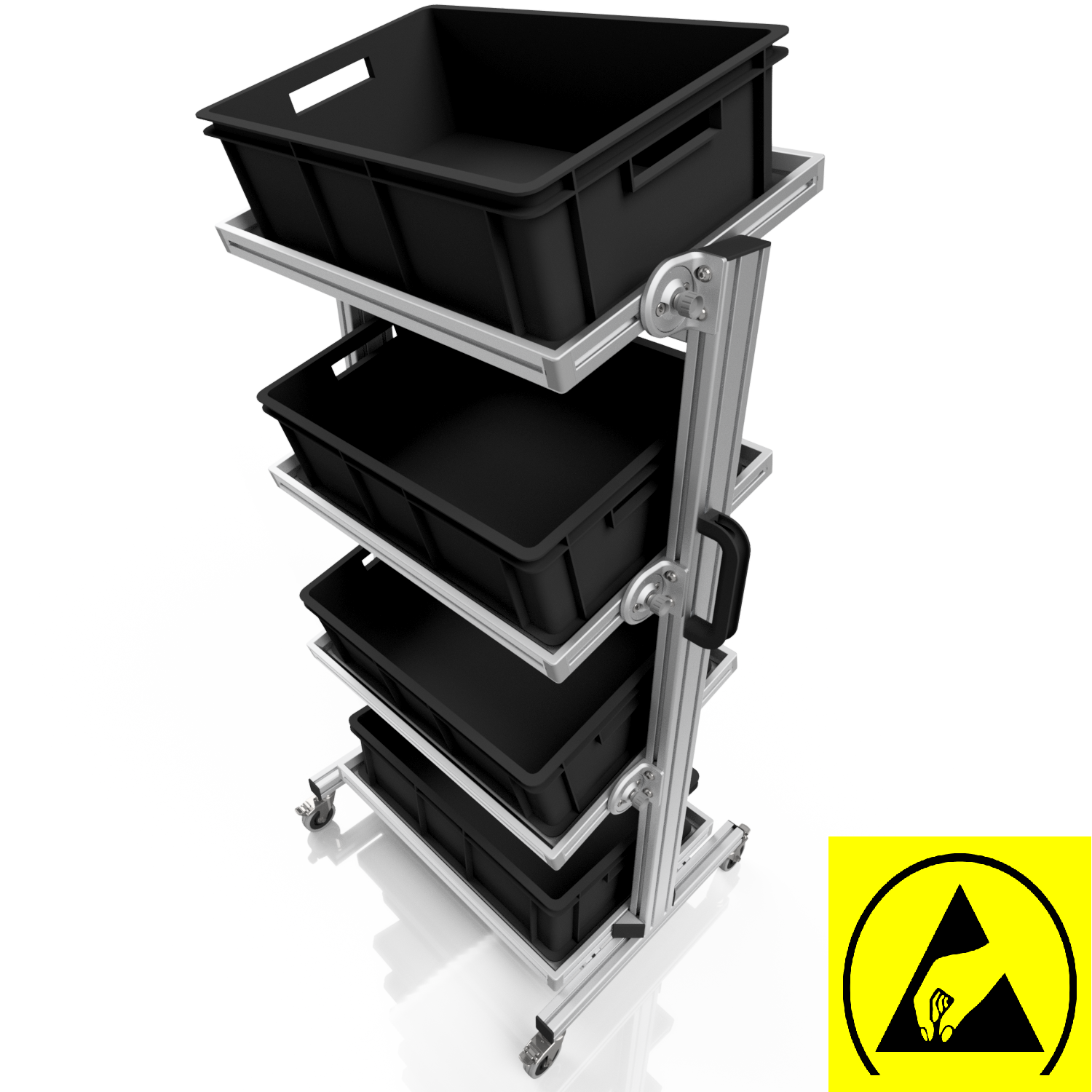 ESD system trolley for Euro containers 60 x 40 H 134 cm tiltable ESD system trolley for Euro containers 60 x 40 H 134 cm tiltable