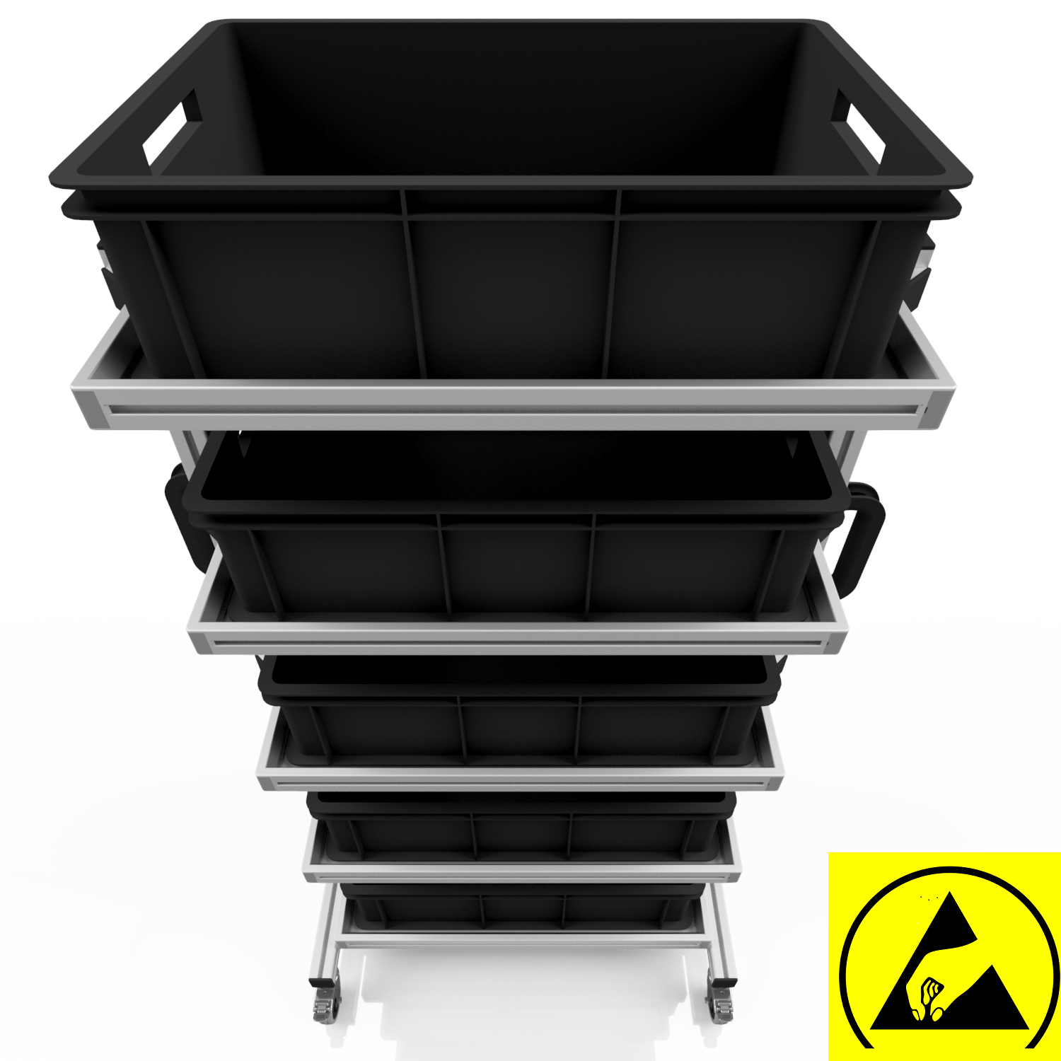 ESD system trolley for Euro containers 60 x 40 H 134 cm without pull-out  ESD system trolley for Euro containers 60 x 40 H 134 cm without pull-out