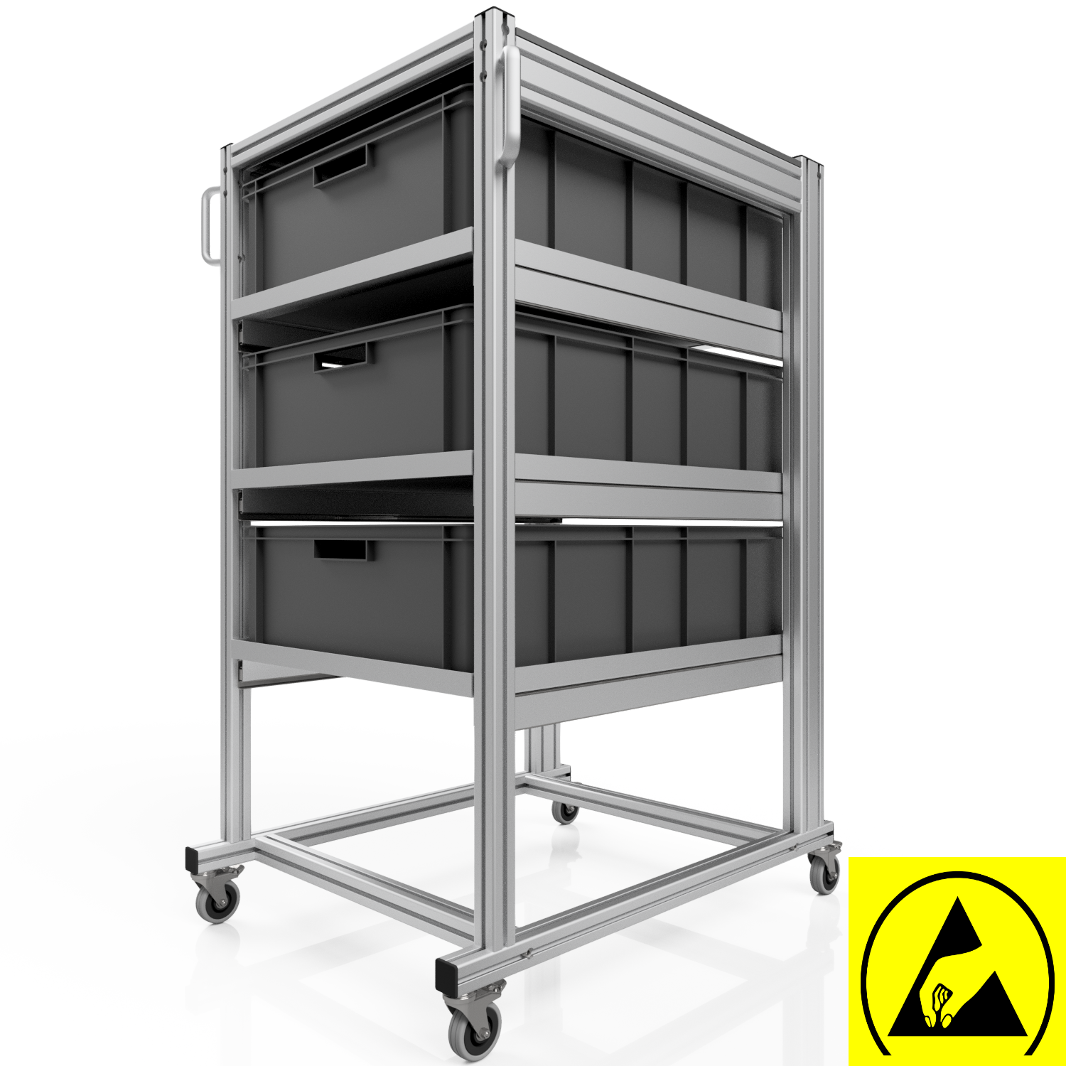 ESD system trolley for Euro containers 80x60 H 134 cm