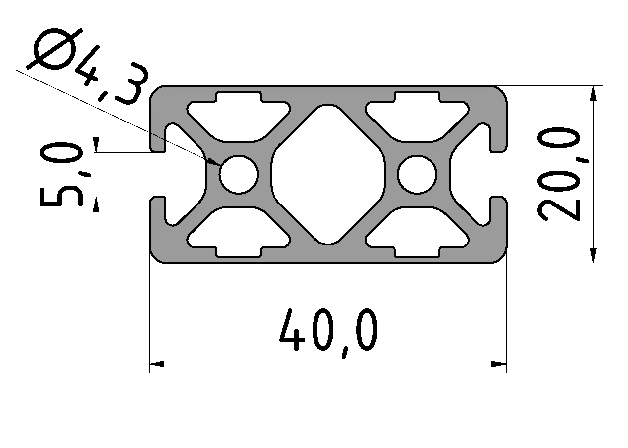 Profil 5 40x20 4N180, natur Profil 5 40x20 4N180, natur