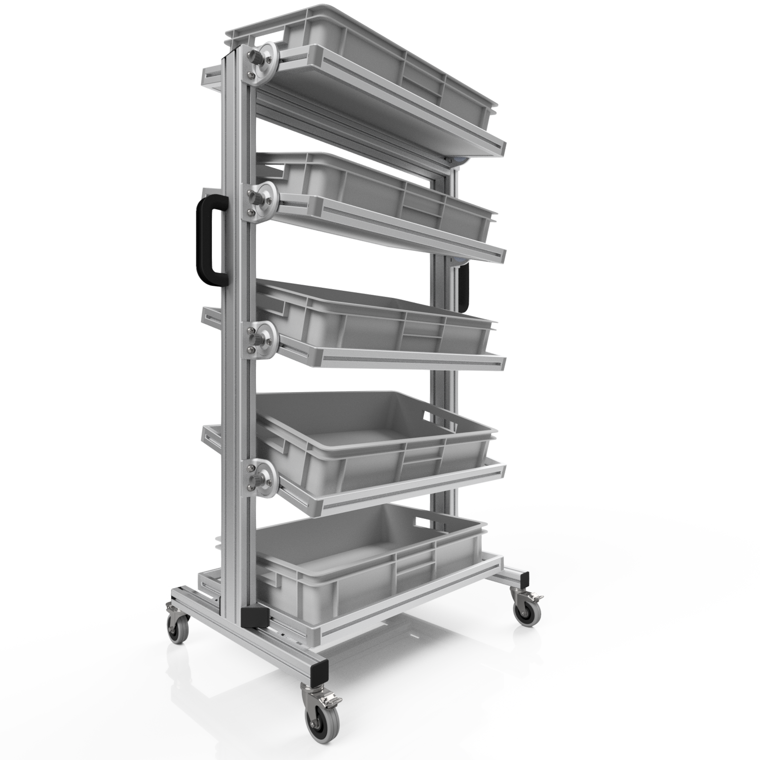 Systemwagen für Eurobehälter 60 x 40 H 134 cm neigbar