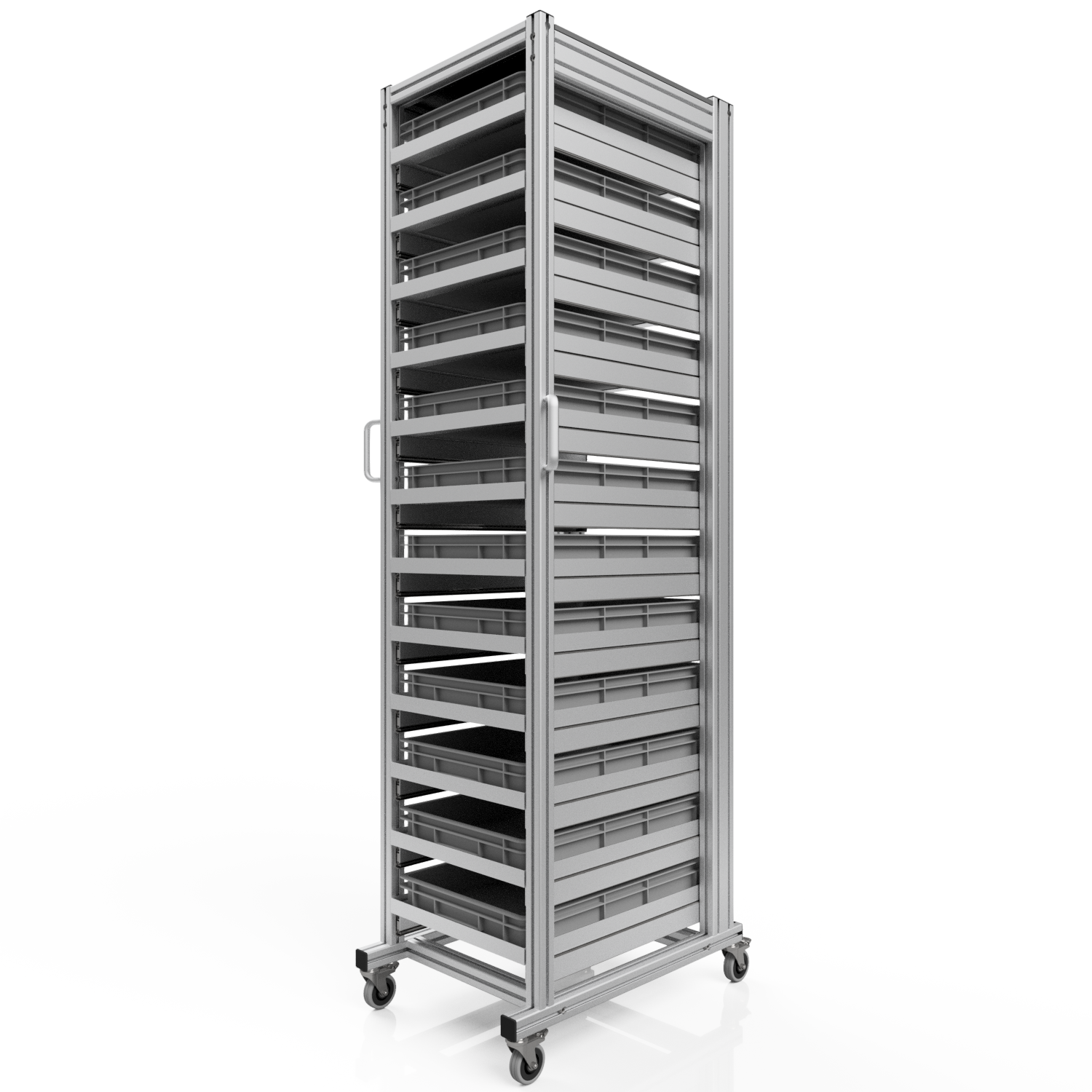 Systemwagen mit Eurobehälter 60x40 H 200 cm