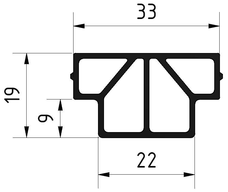 Rollenschiene 8 40x40, Gleitleiste ESD, schwarz