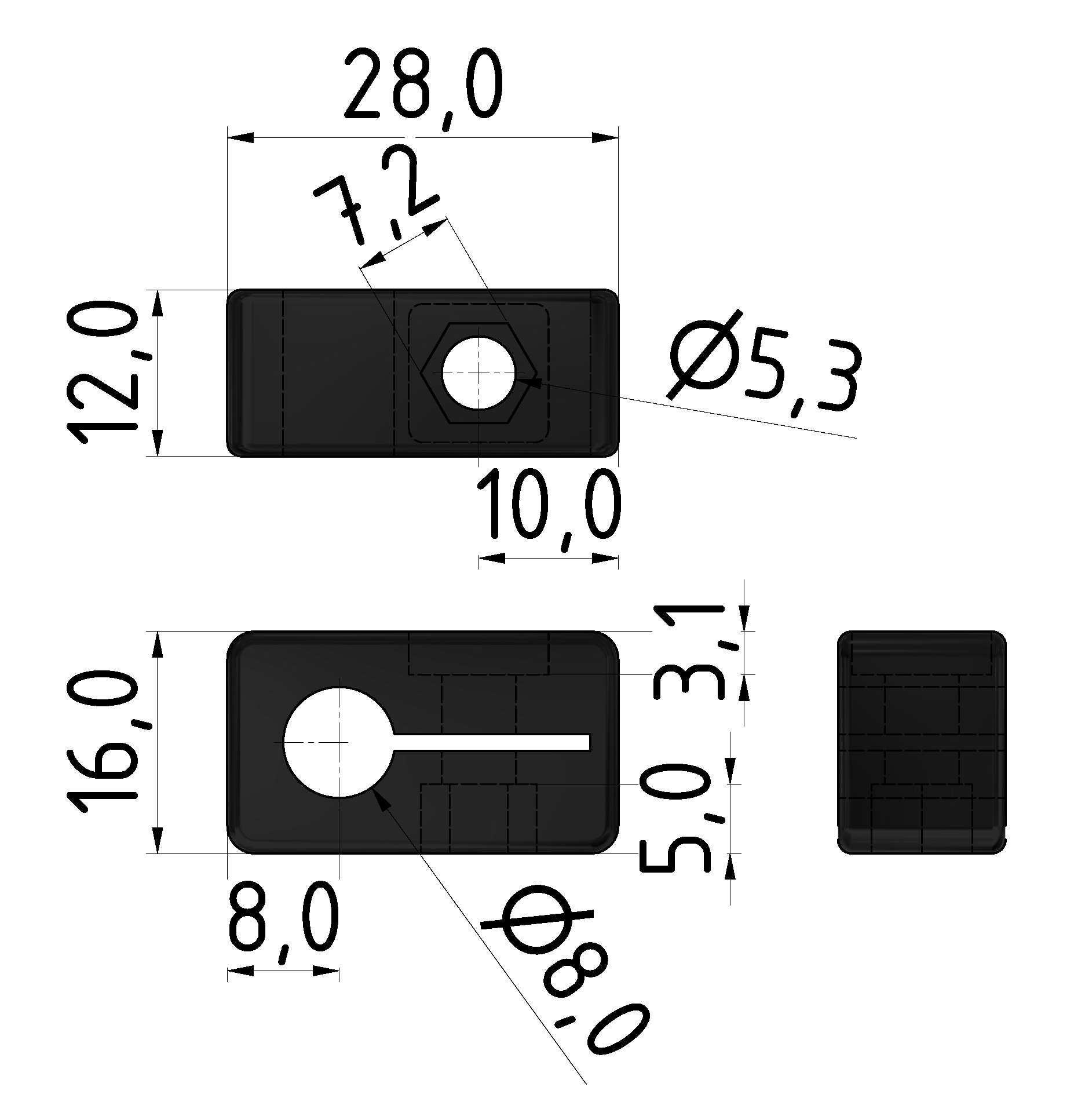 Endschalterhalter D8, schwarz