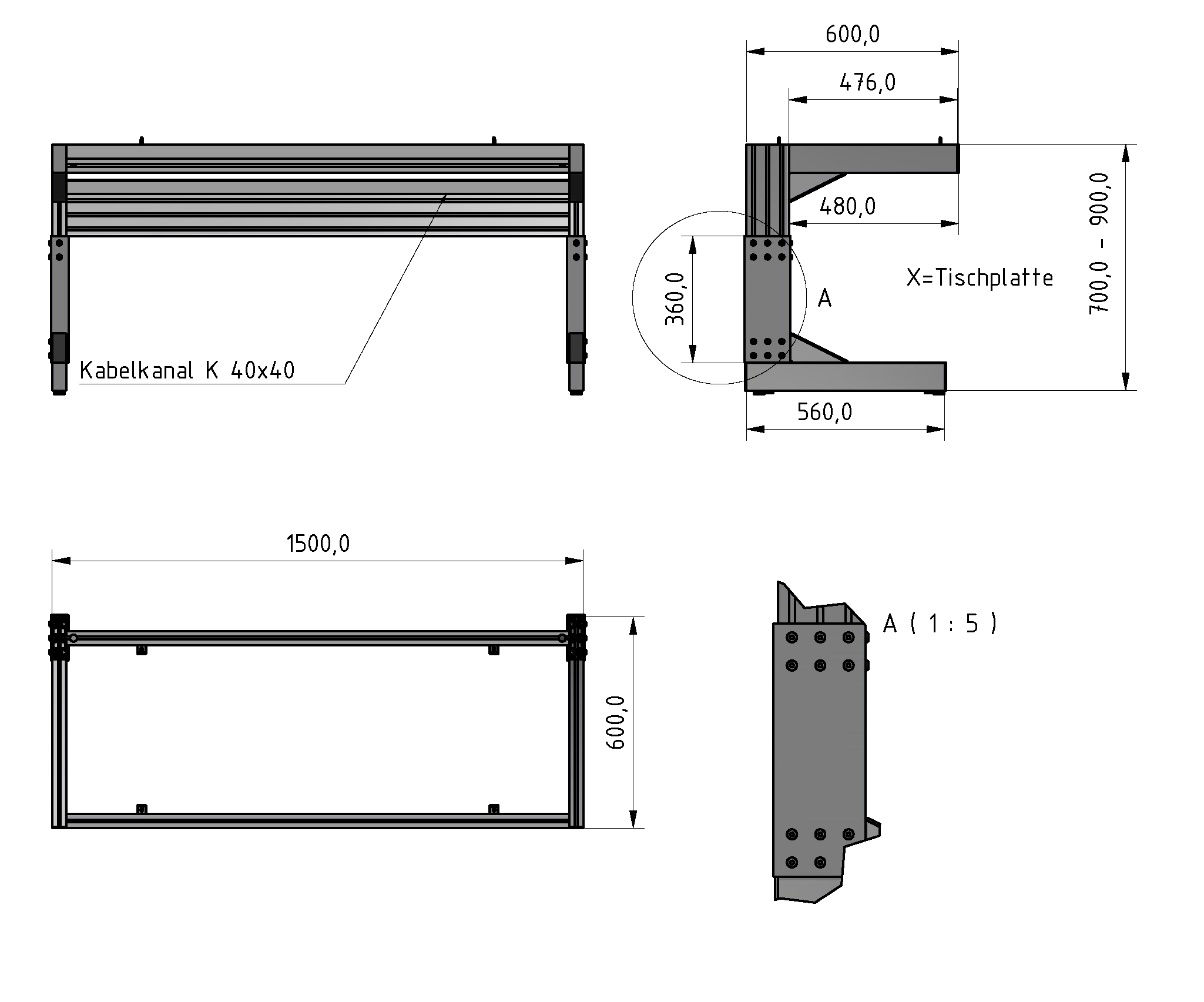 C Line  table frame