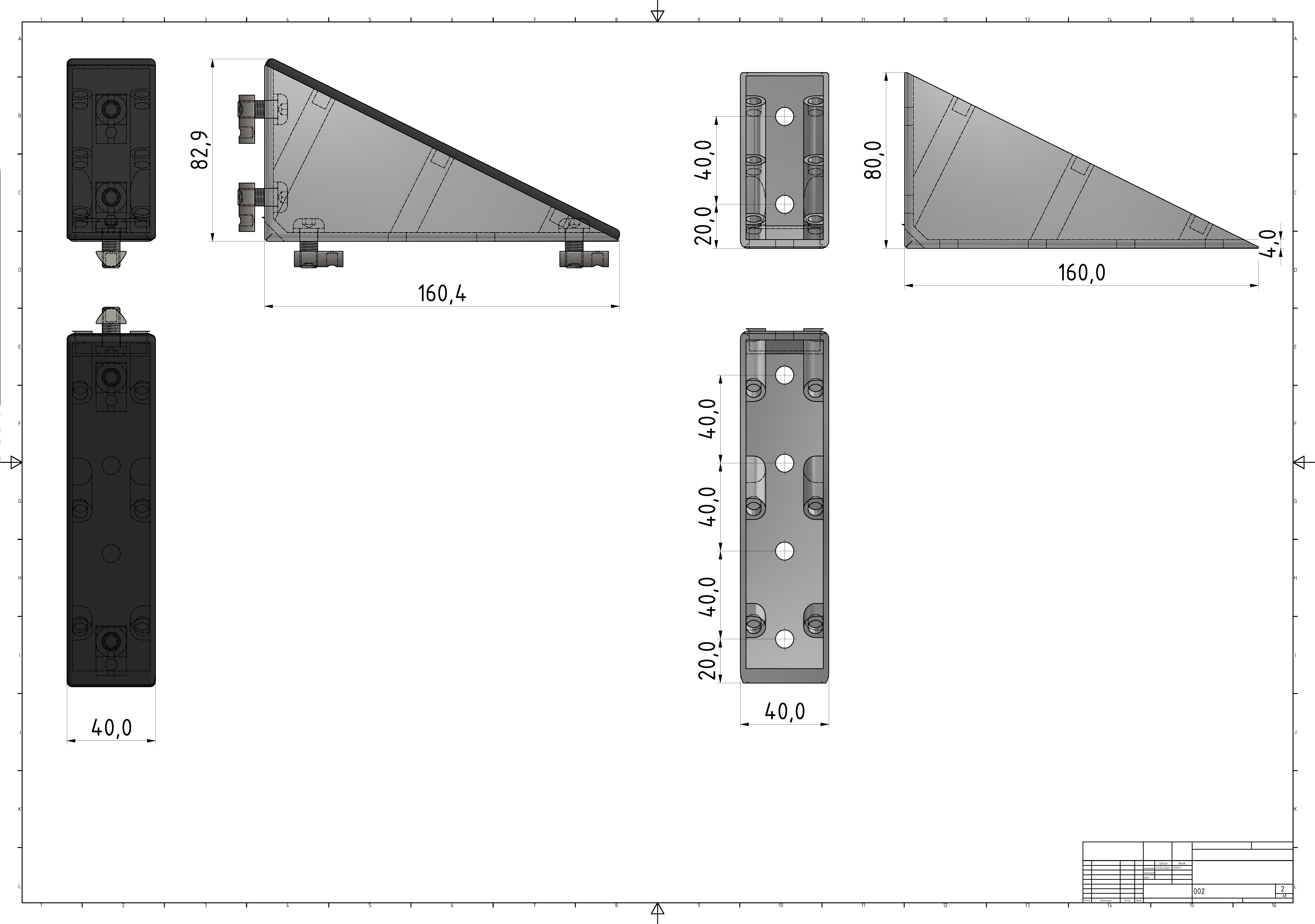 Winkel 8 160x80 Zn, weißaluminium