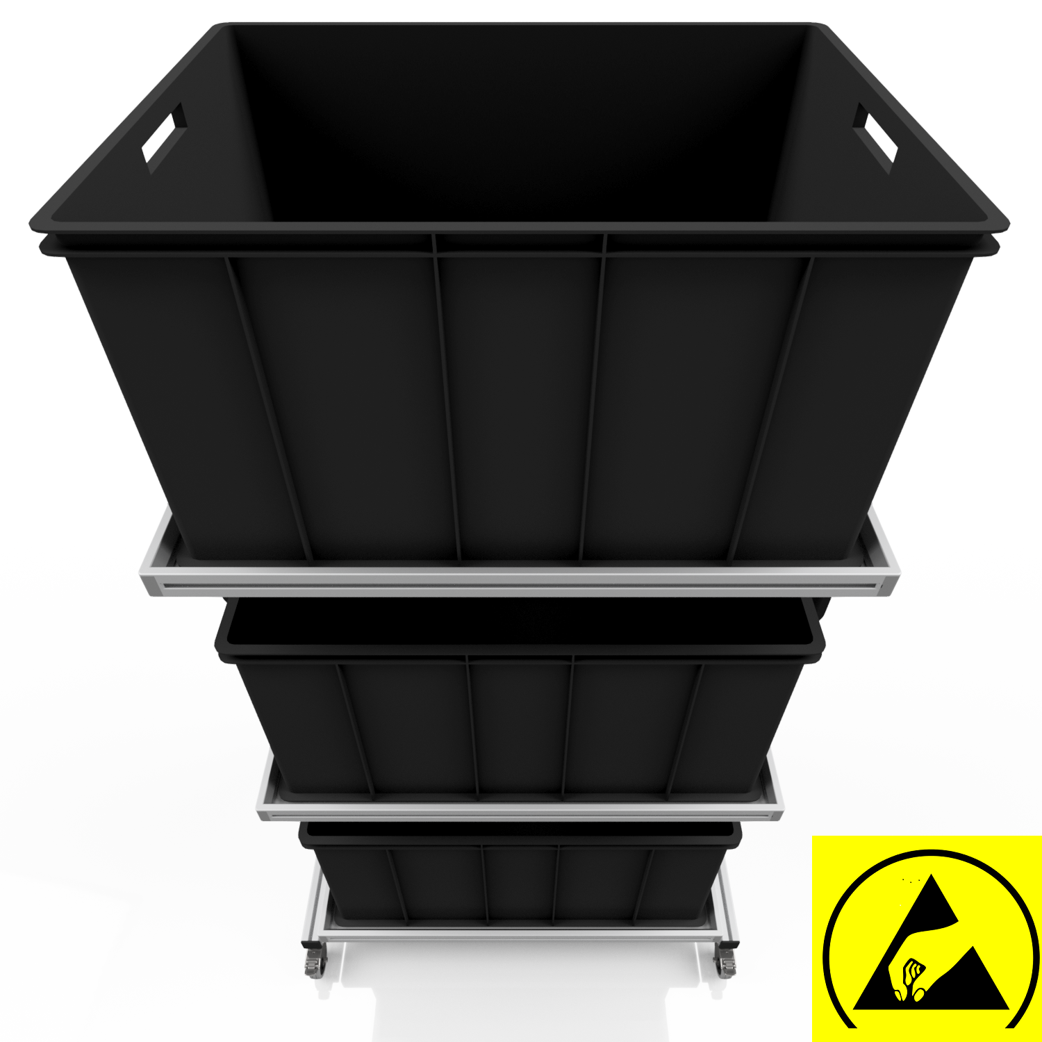 ESD system trolley for Euro containers 80 x 60 H 134 cm without pull-out