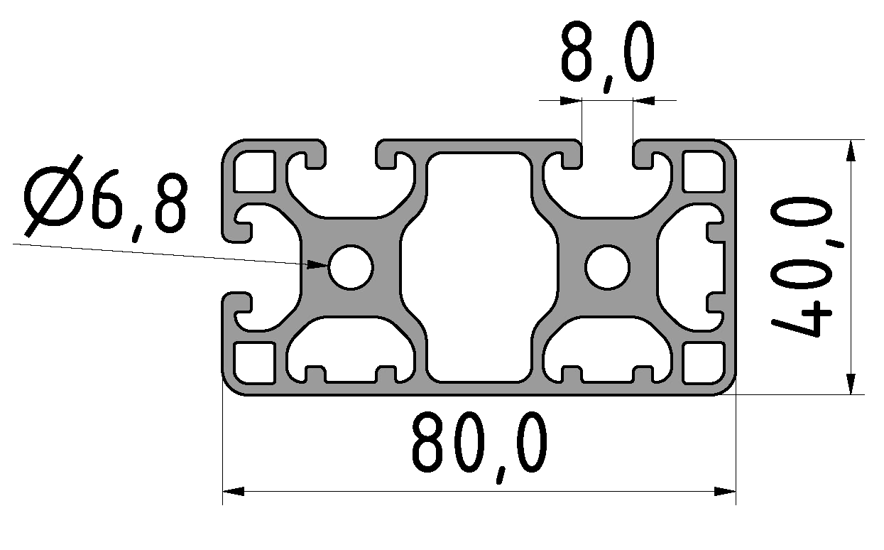 Profil 8 80x40 3N90 leicht, natur