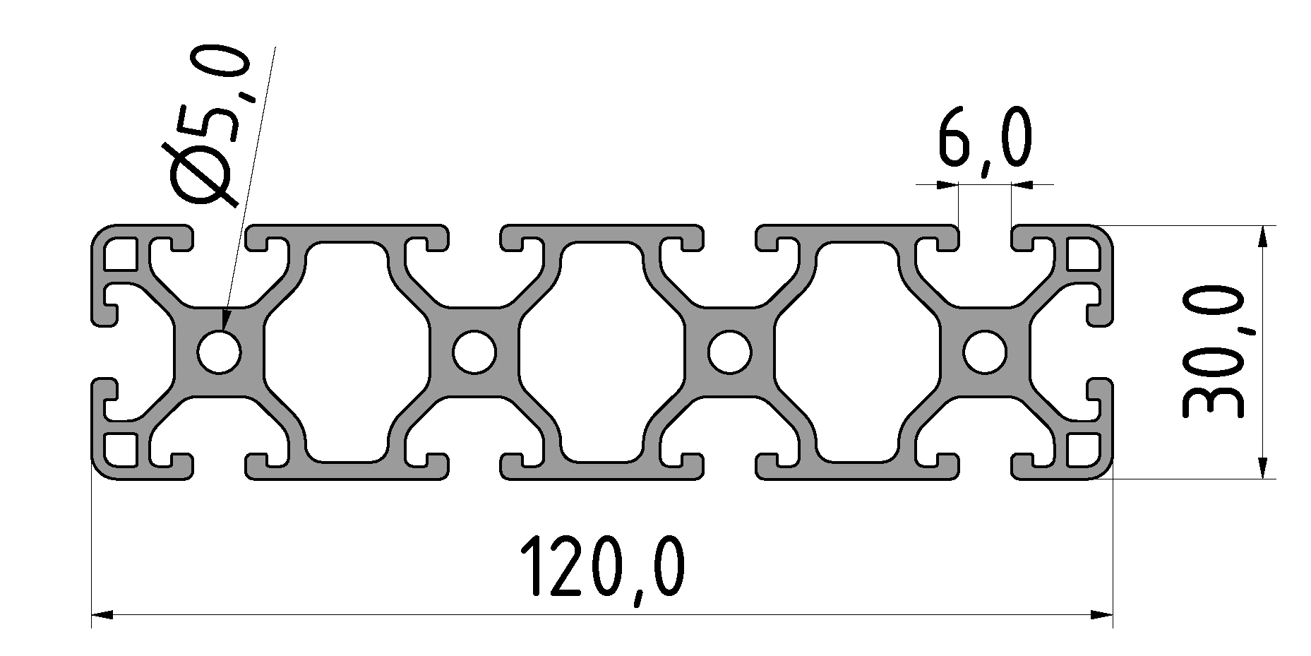 Profil 6 120x30 leicht, natur Profil 6 120x30 leicht, natur
