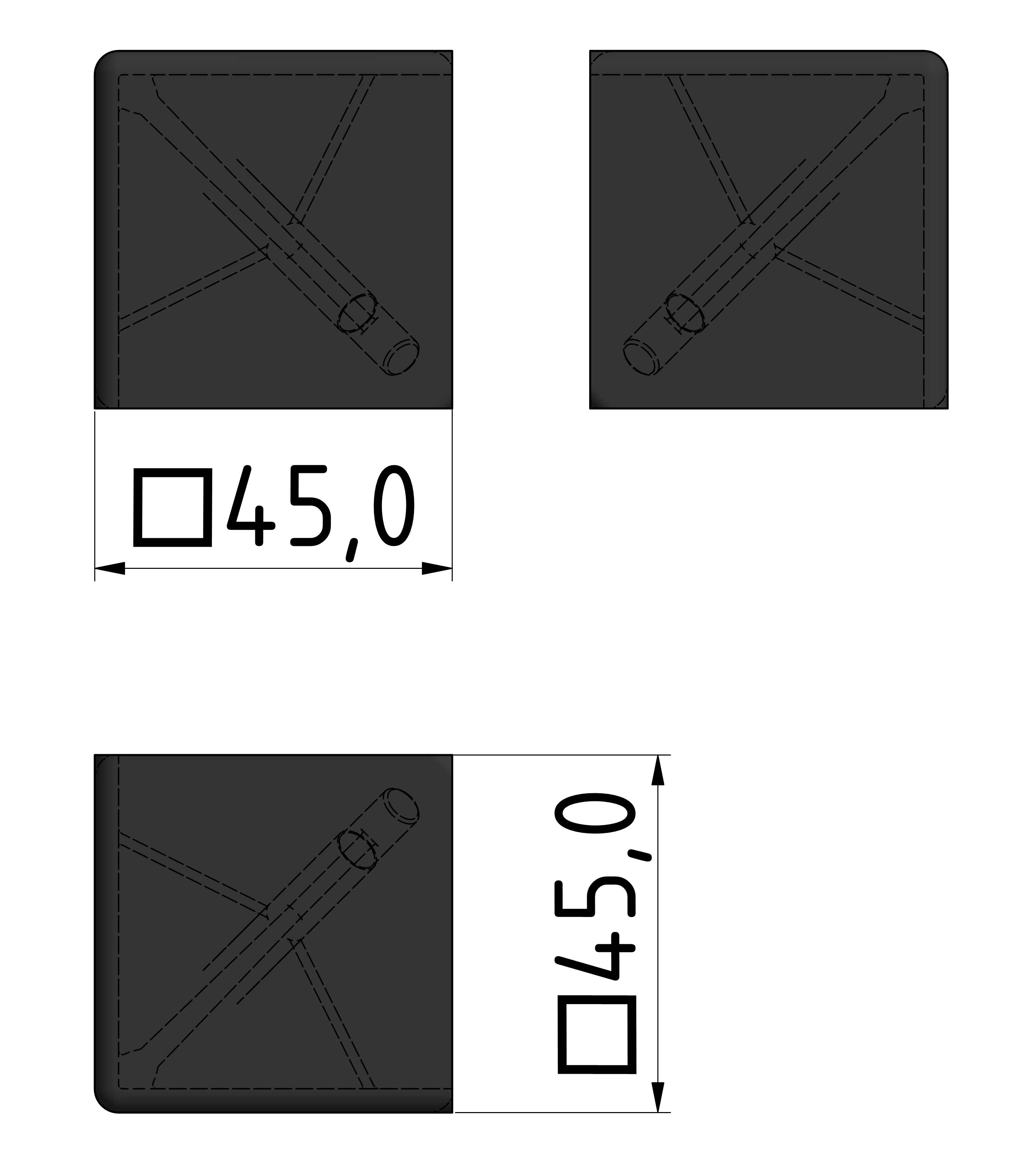 Eckwinkelabdeckkappe 45, schwarz-10