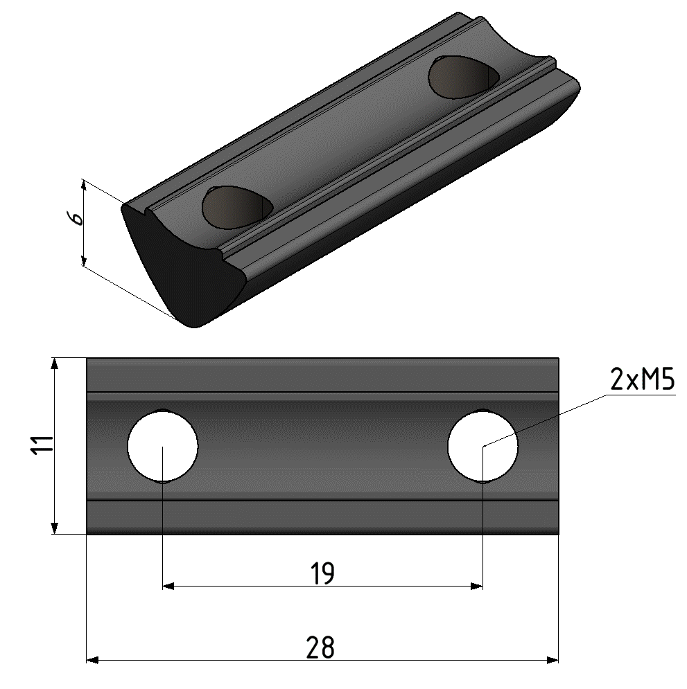 T-Slot Nut 6 St 2xM5-28, bright zinc-plated