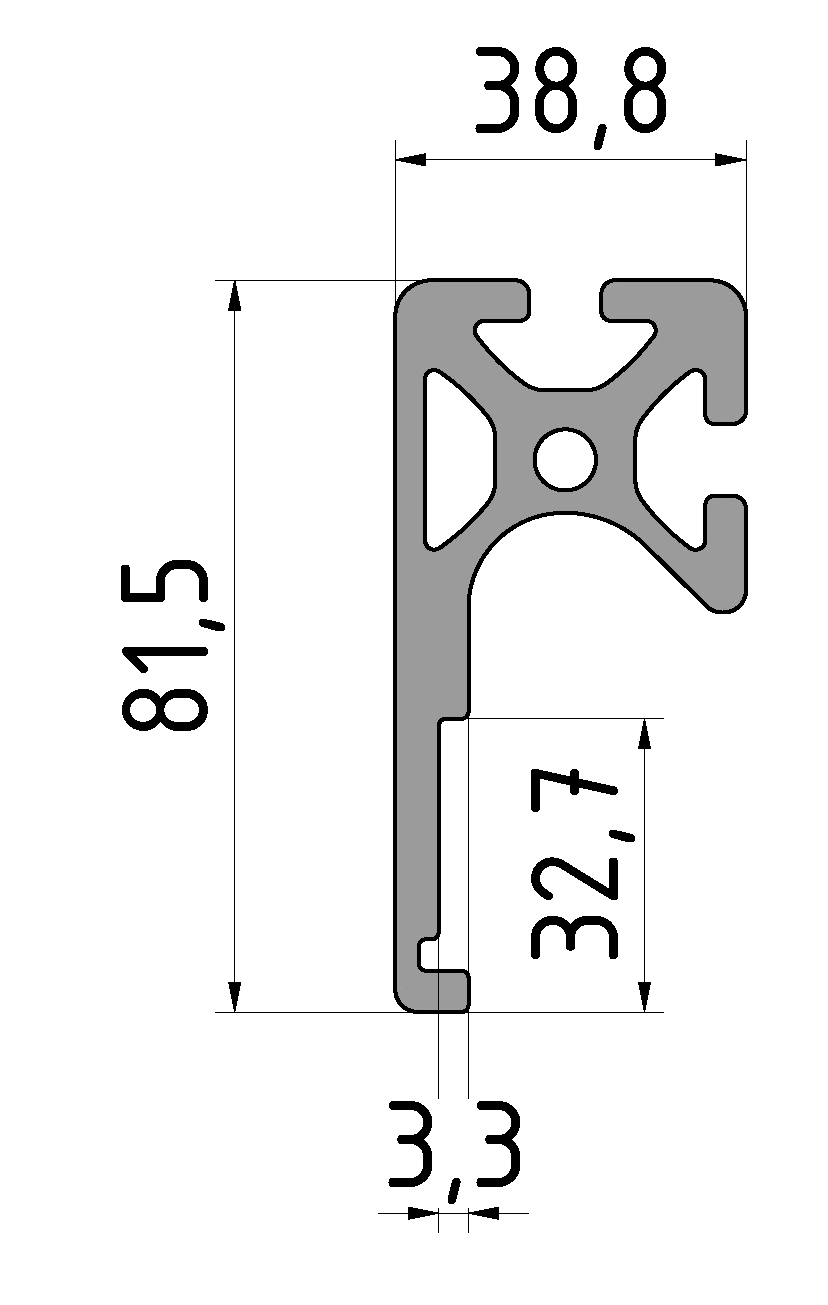 C-Schiene, Schlittenprofil 8, natur