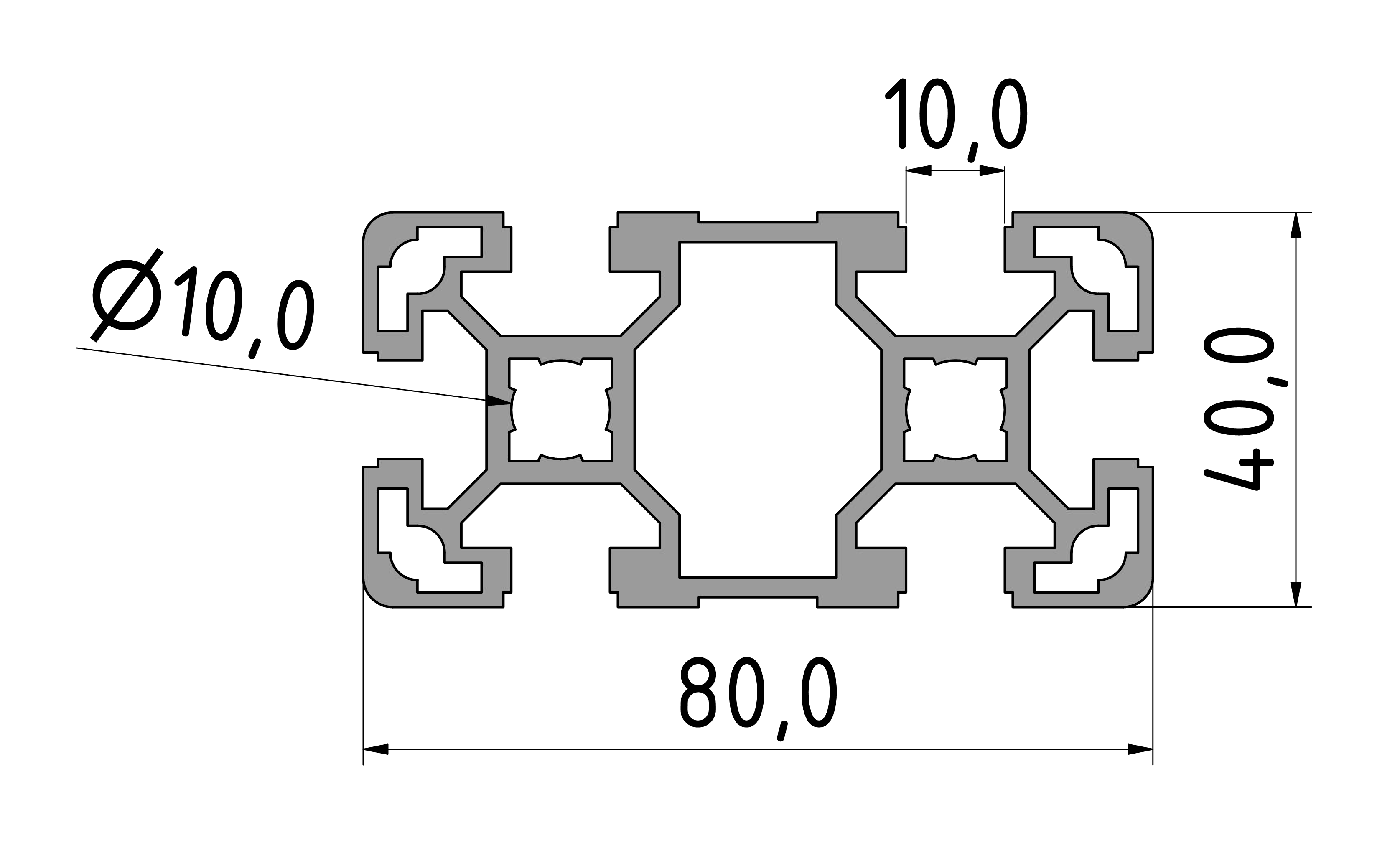 Strebenprofil 40x80L Strebenprofil 40x80L