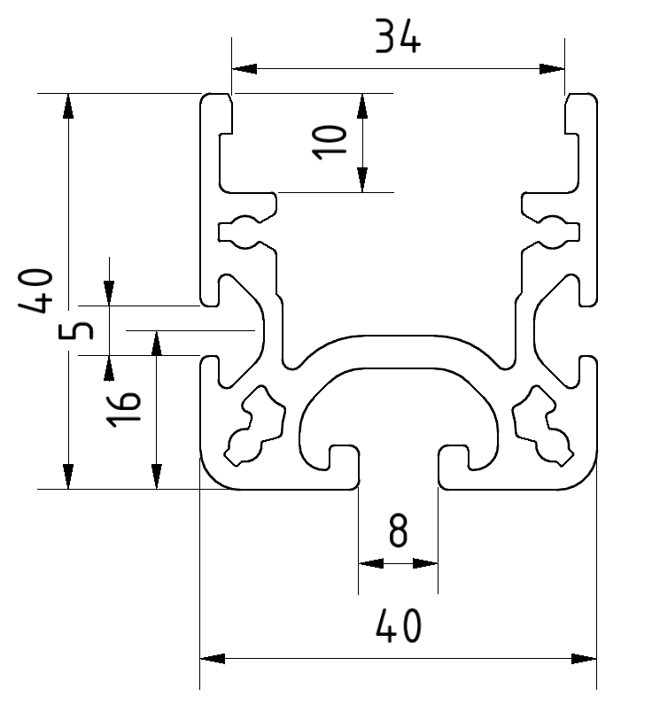 Rollenschiene 8 40x40, natur Rollenschiene 8 40x40, natur
