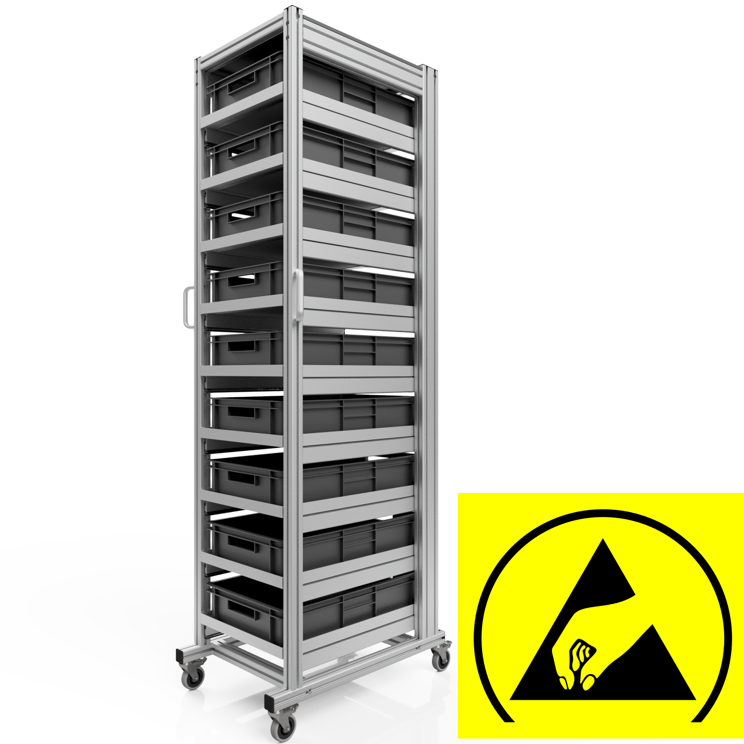 ESD Systemwagen mit  Eurobehälter 60x40 H 200 cm