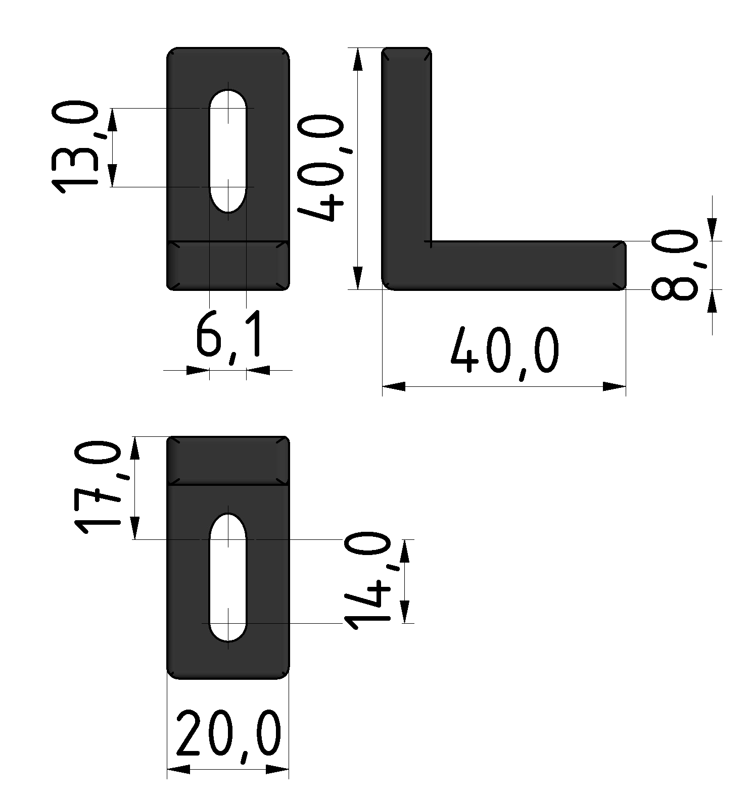 Angle Bracket 40x40x20 Zn, black Angle Bracket 40x40x20 Zn, black