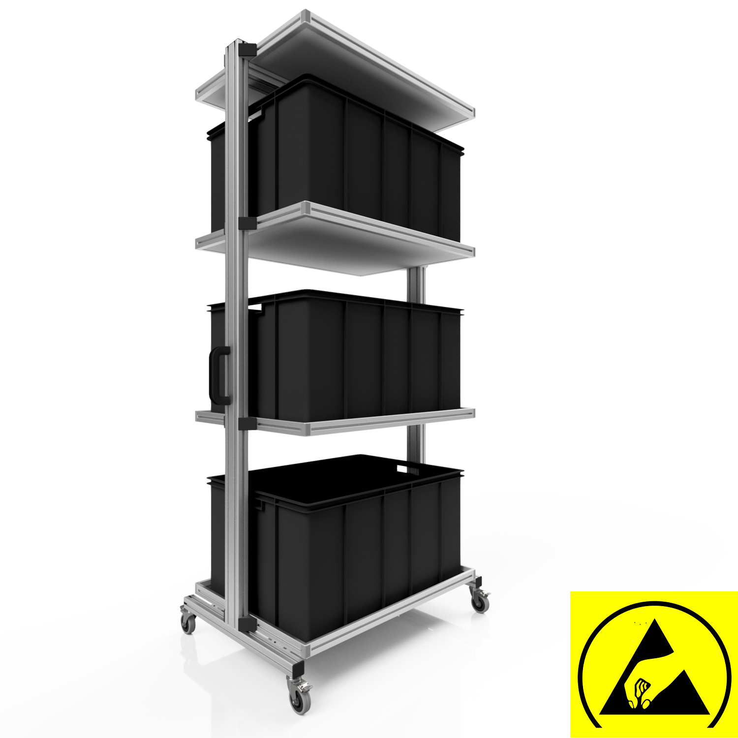ESD system trolley for Euro containers 80 x 60 H 200 cm without pull-out