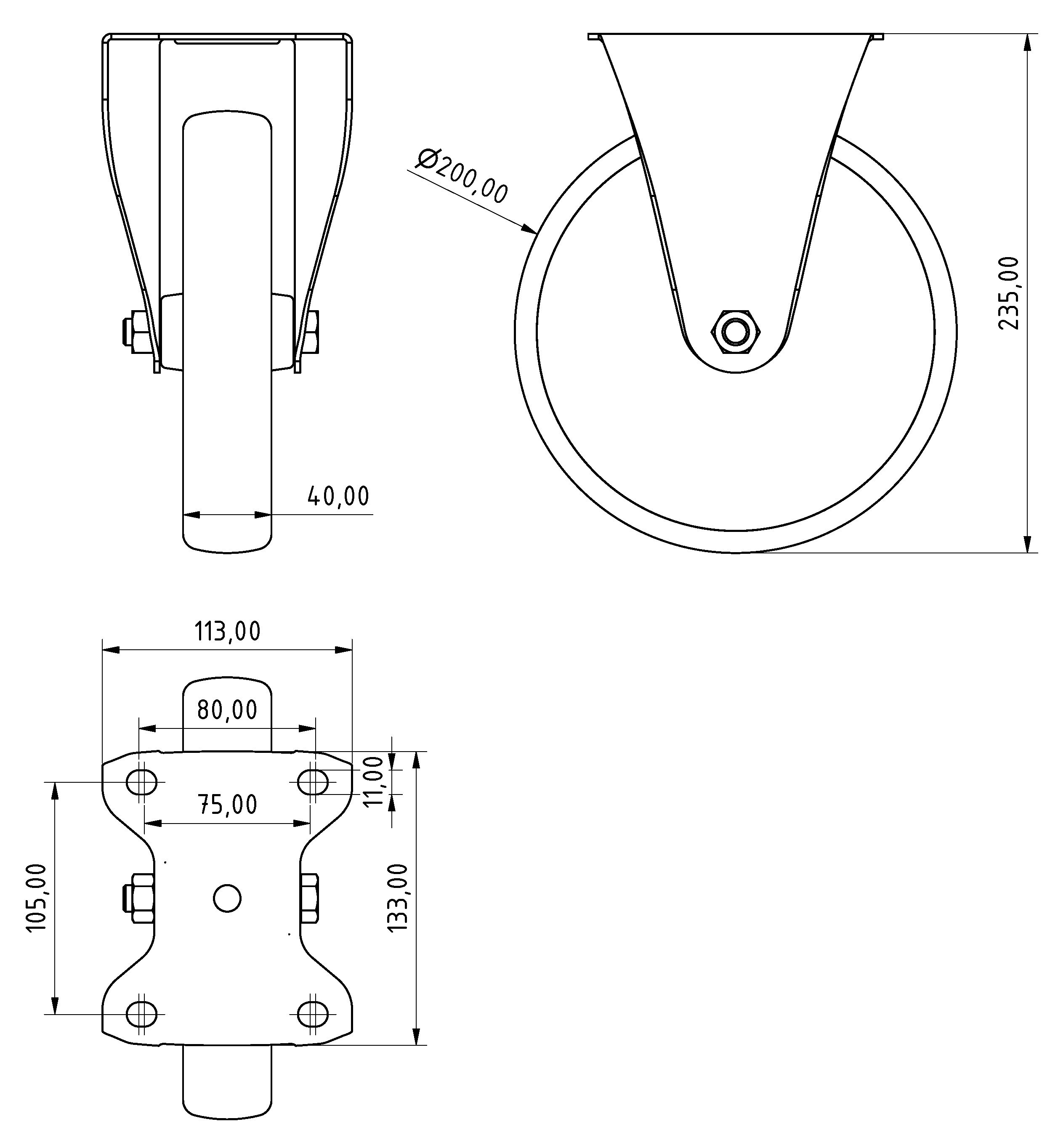 Bockrolle D200 140x110