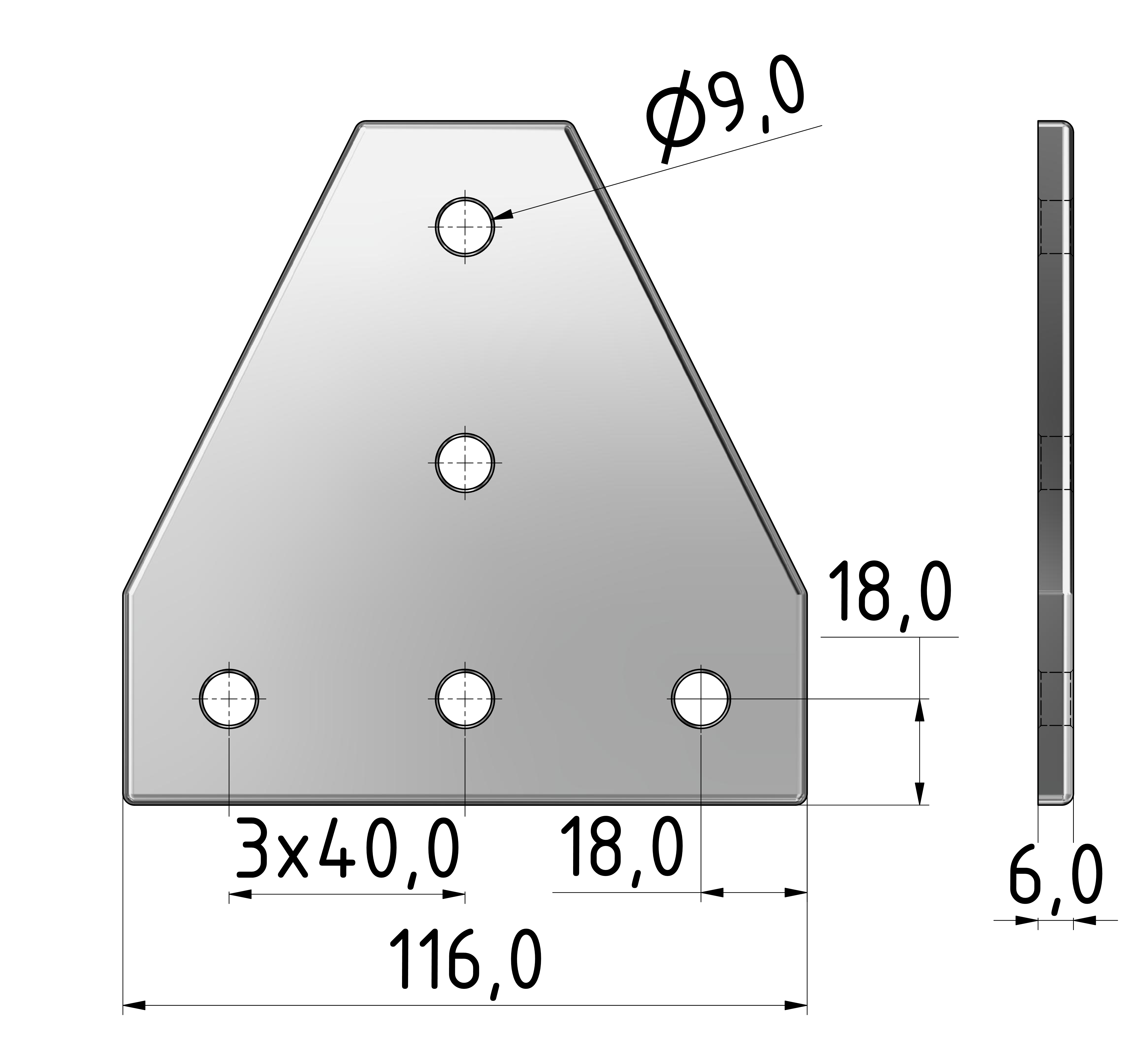 Verbinderplatte T 120x120, eloxiert-10