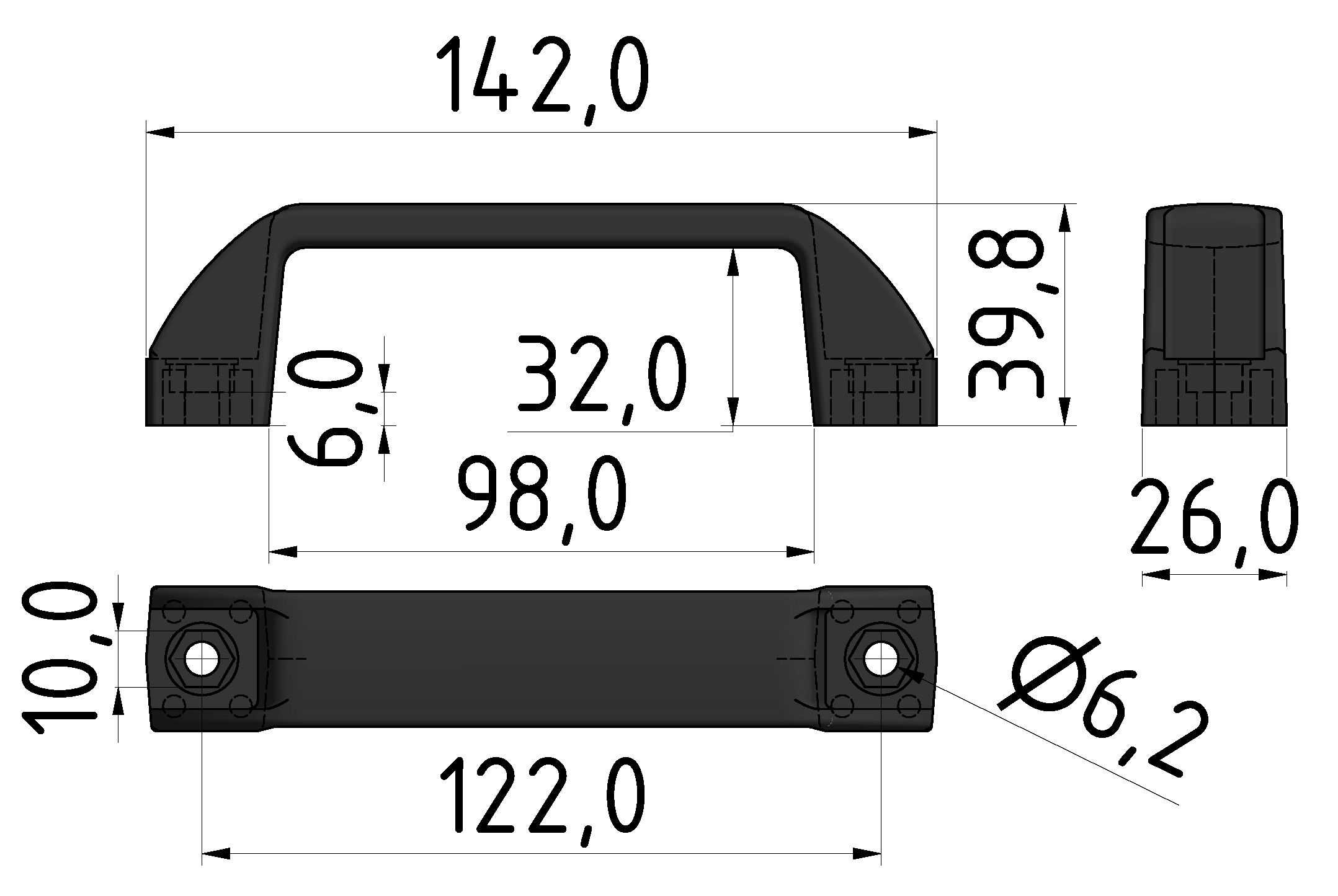 Handgriff PA 120 E, schwarz