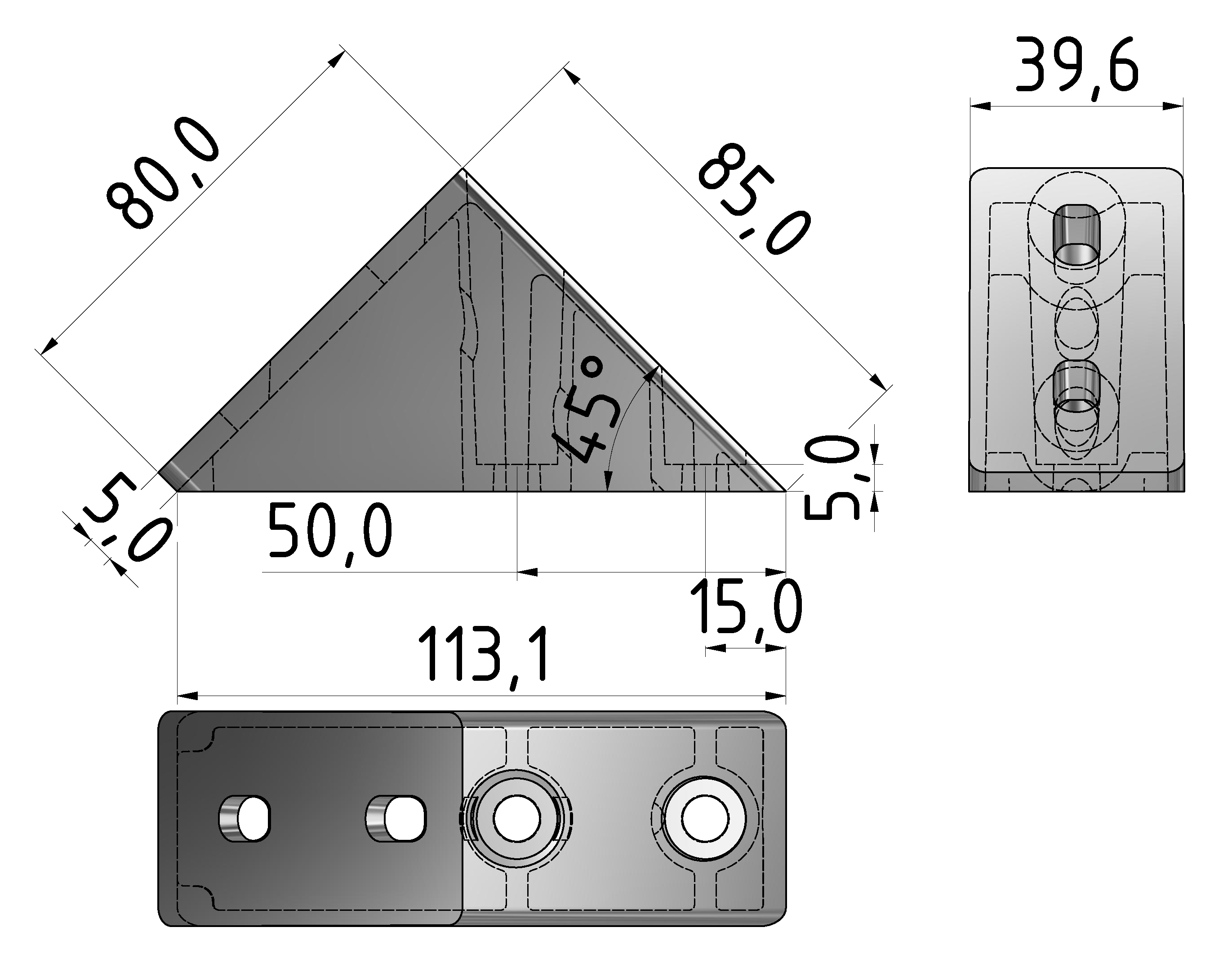 Angle Fastener 8 80x40-45°/40