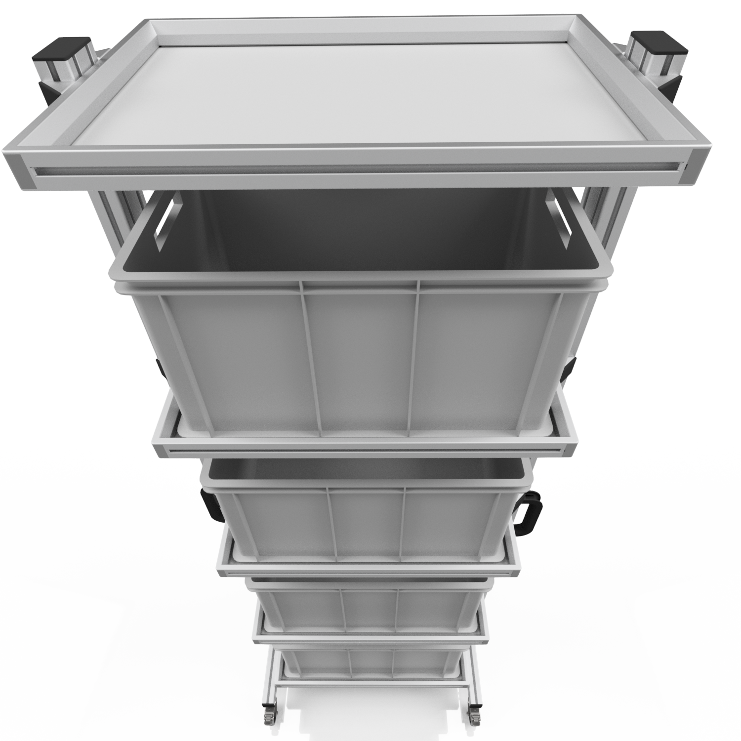 Systemwagen für Eurobehälter 60 x 40 H 200 cm ohne Auszug 