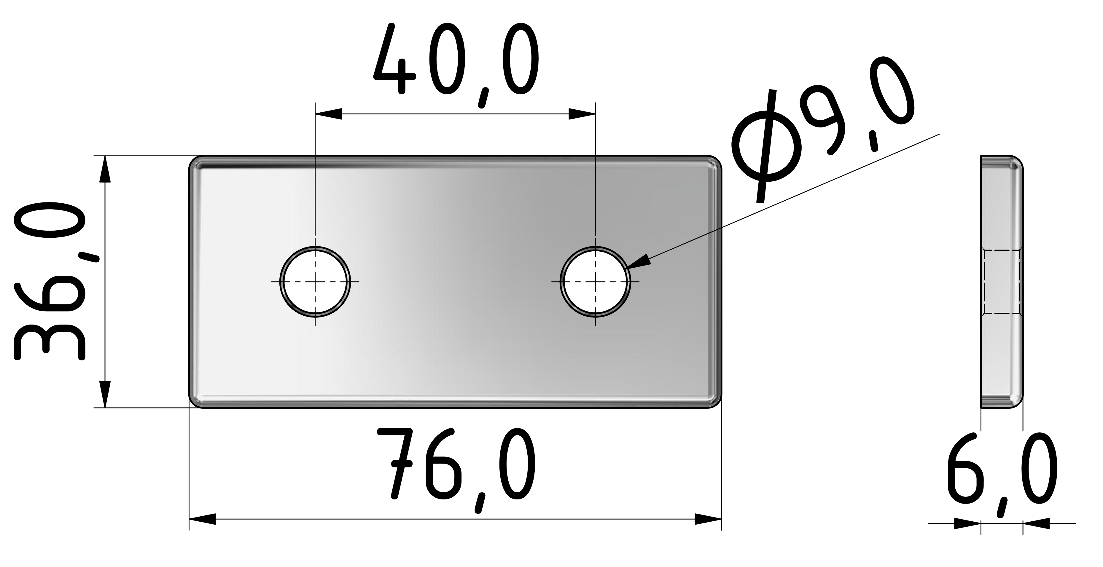 Verbinderplatte 40x80, eloxiert-10
